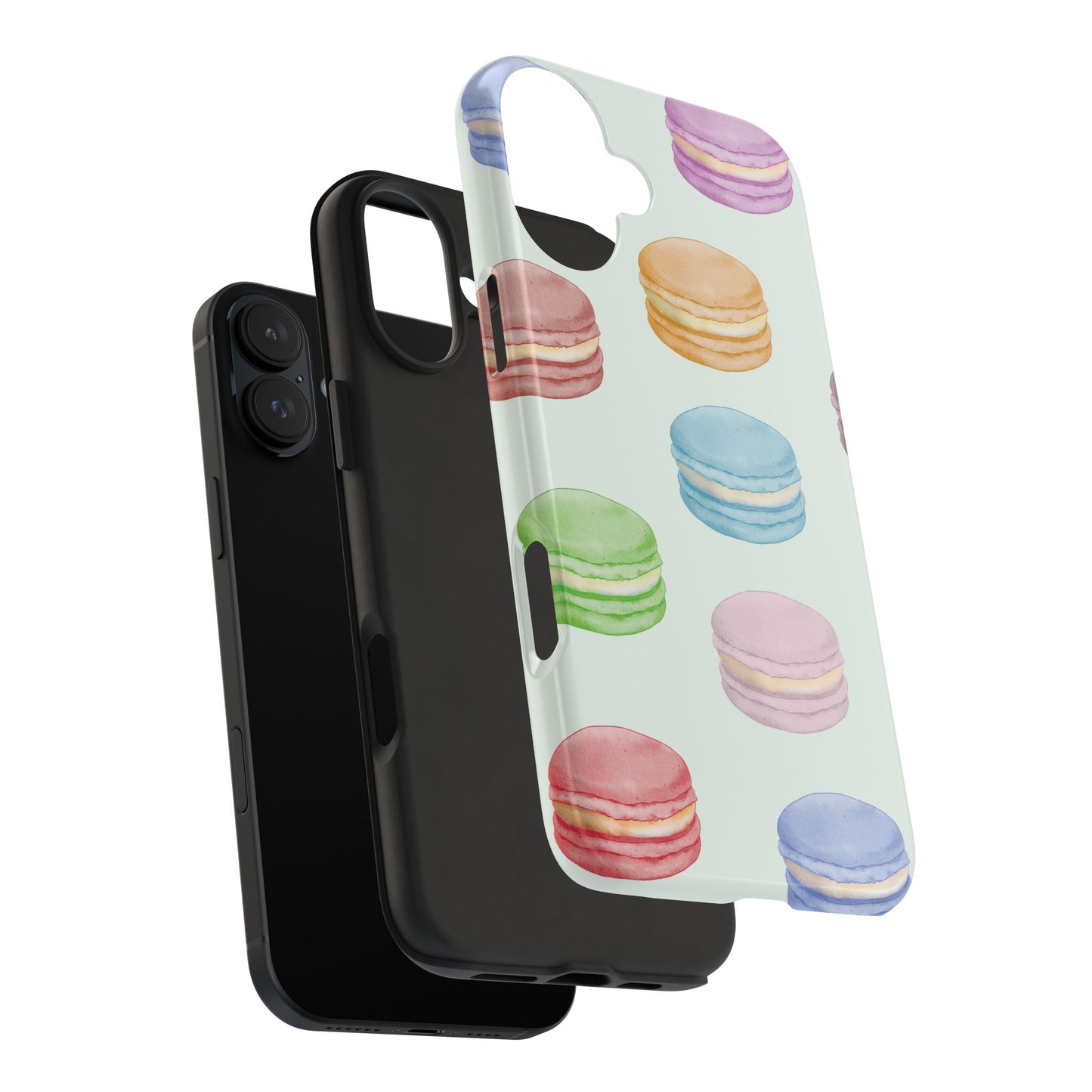 Cute Macaron Phone Case, Tough Phone Cases, Floral Phone Cover, Pastel Phone Case, Gift for Foodies, Spring Accessories
