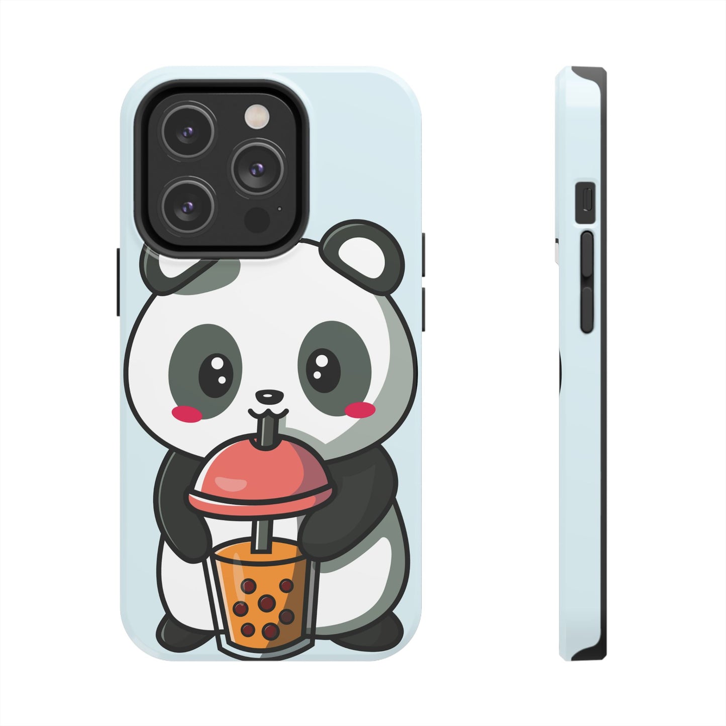 Cute Panda Phone Case with Bubble Tea Design, Tough Phone Cases, Cartoon Character Accessories, Gift for Her, Fun Mobile Cover
