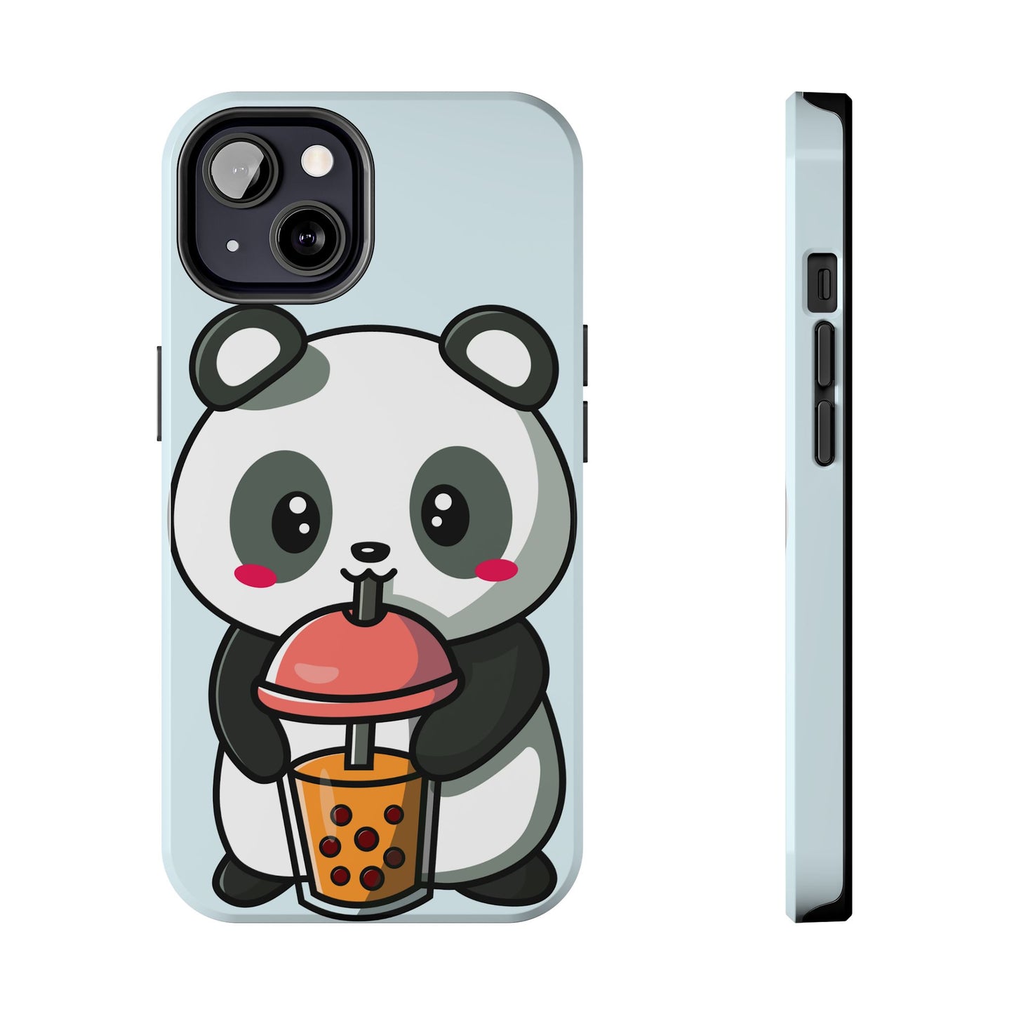 Cute Panda Phone Case with Bubble Tea Design, Tough Phone Cases, Cartoon Character Accessories, Gift for Her, Fun Mobile Cover