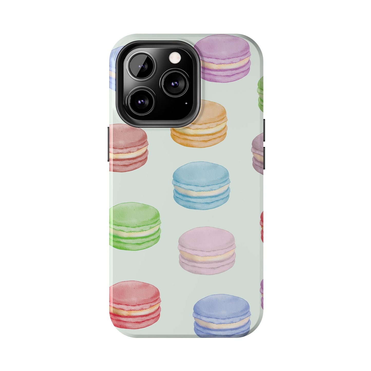 Cute Macaron Phone Case, Tough Phone Cases, Floral Phone Cover, Pastel Phone Case, Gift for Foodies, Spring Accessories