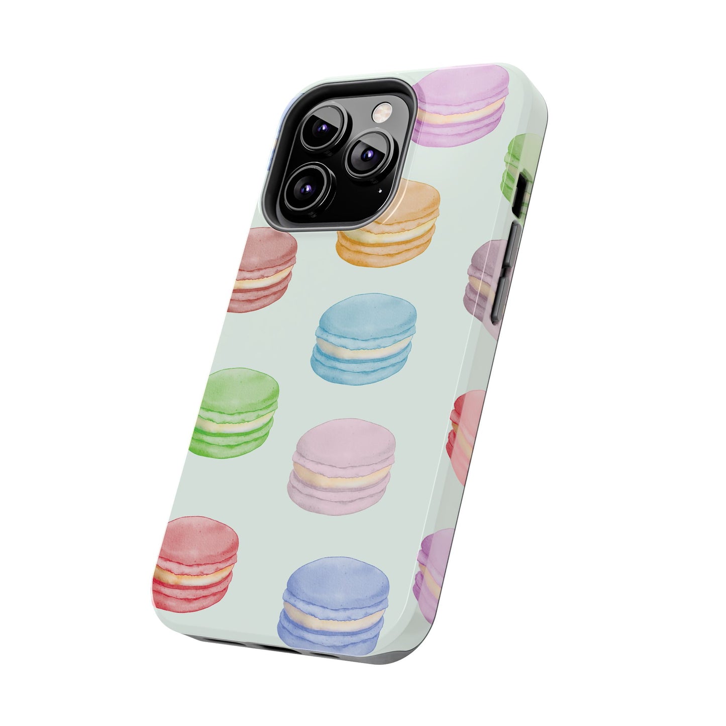 Cute Macaron Phone Case, Tough Phone Cases, Floral Phone Cover, Pastel Phone Case, Gift for Foodies, Spring Accessories