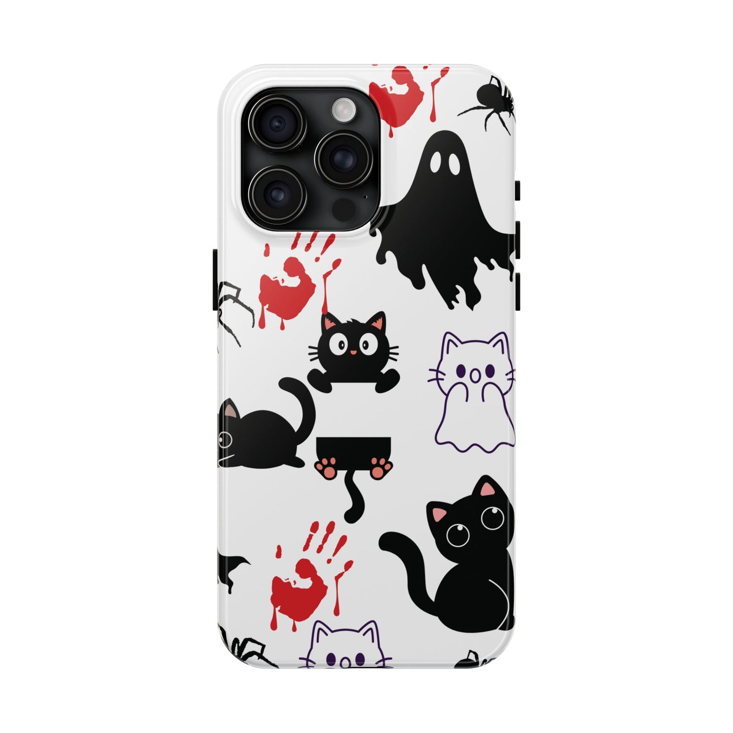 Halloween Phone Cases, Spooky Phone Cover, Cat & Ghost Design, Tough Case for Gifting, Fun and Festive