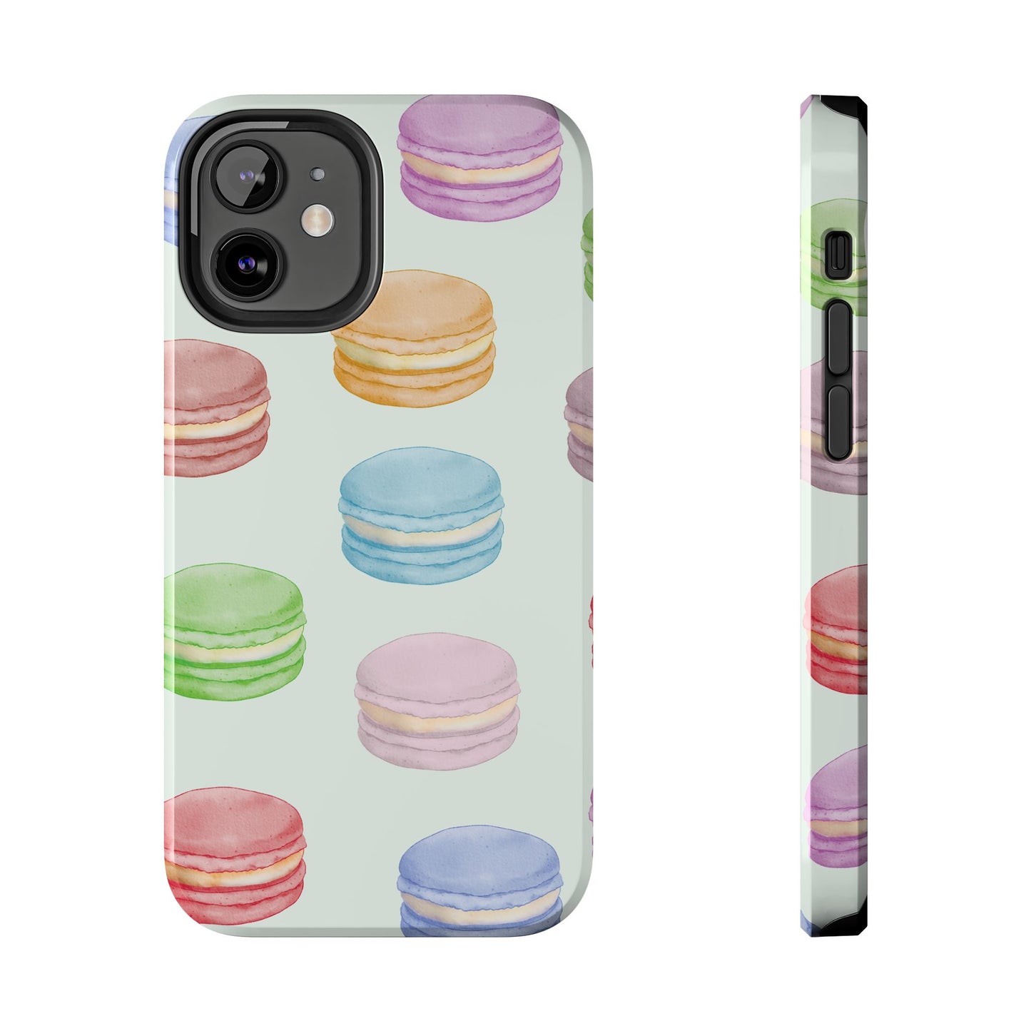 Cute Macaron Phone Case, Tough Phone Cases, Floral Phone Cover, Pastel Phone Case, Gift for Foodies, Spring Accessories