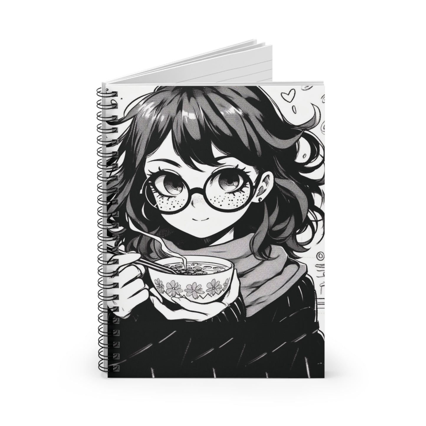 Cute Artistic Spiral Notebook with Ruled Lines, Journal for School, Writing, Note-taking, Gift for Students, Anime Lover's Stationery, [...]