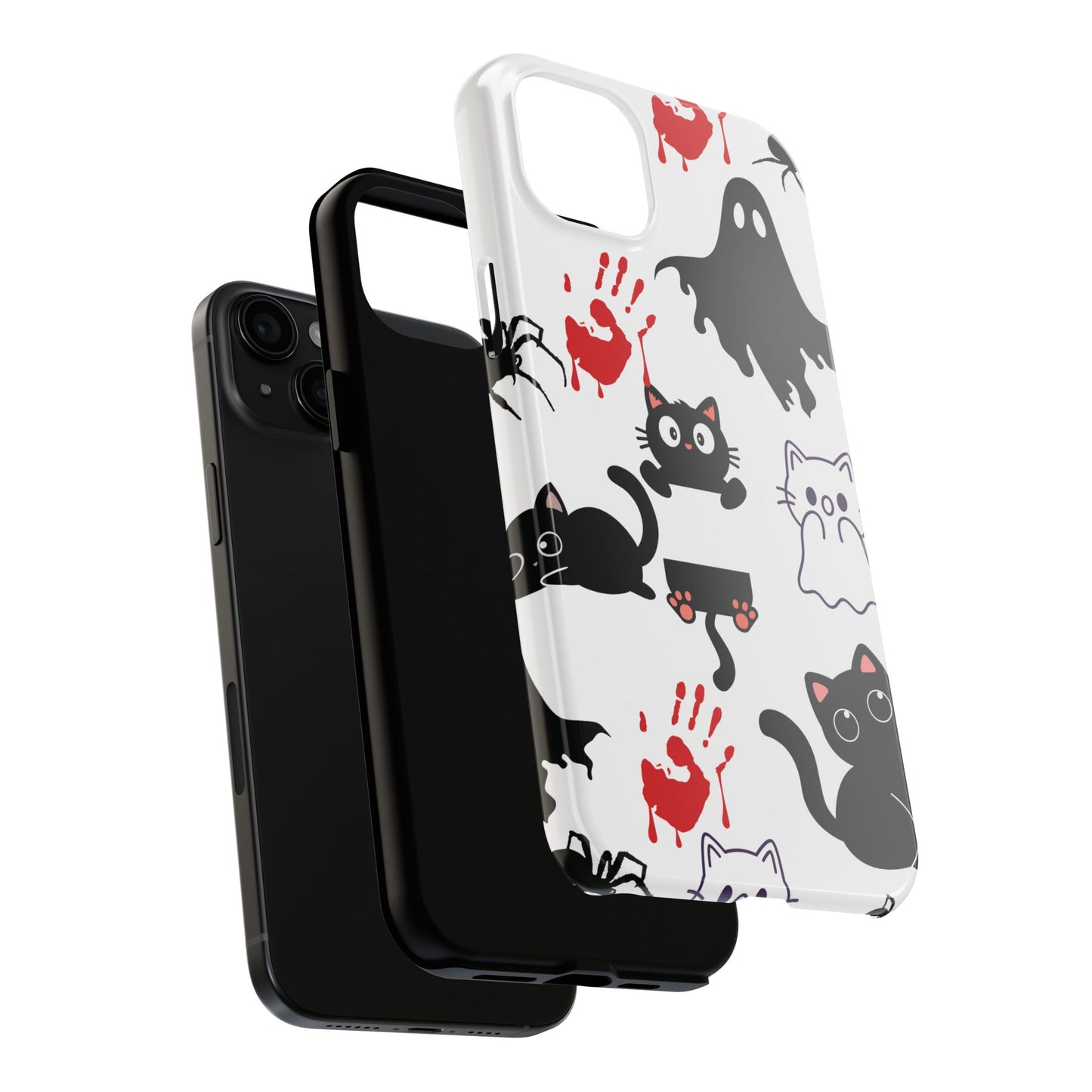 Halloween Phone Cases, Spooky Phone Cover, Cat & Ghost Design, Tough Case for Gifting, Fun and Festive