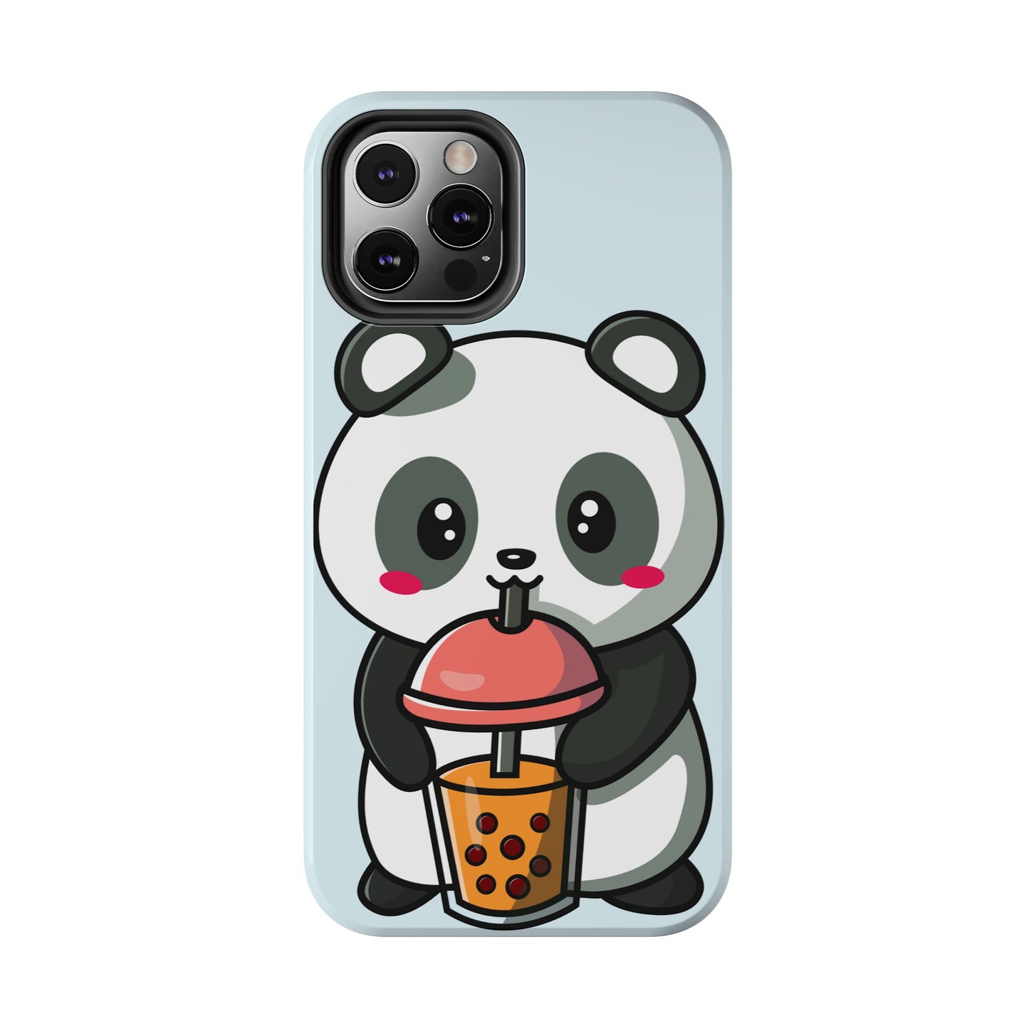 Cute Panda Phone Case with Bubble Tea Design, Tough Phone Cases, Cartoon Character Accessories, Gift for Her, Fun Mobile Cover