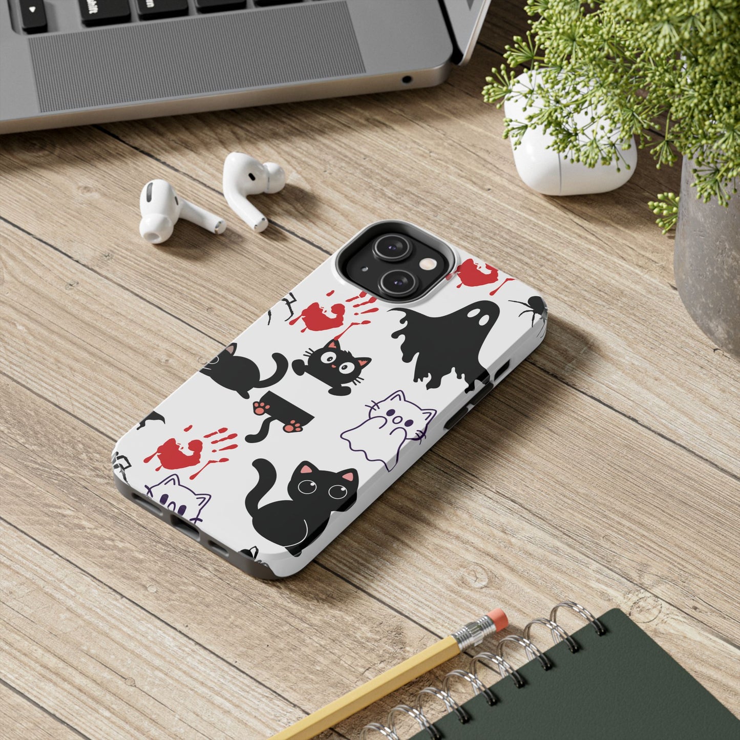 Halloween Phone Cases, Spooky Phone Cover, Cat & Ghost Design, Tough Case for Gifting, Fun and Festive