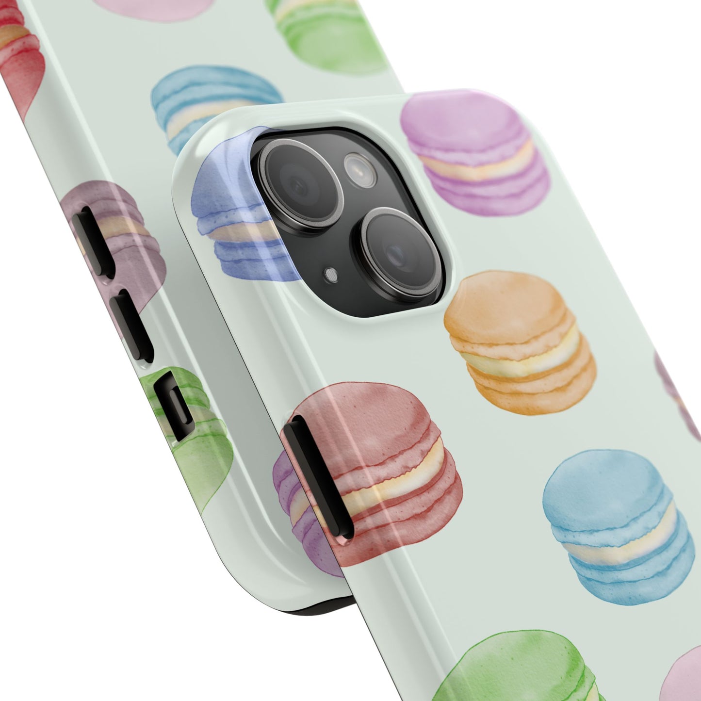 Cute Macaron Phone Case, Tough Phone Cases, Floral Phone Cover, Pastel Phone Case, Gift for Foodies, Spring Accessories