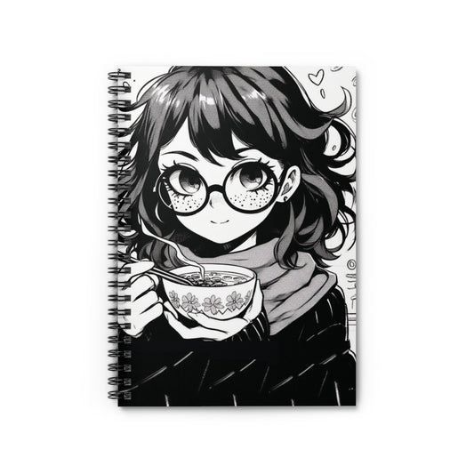 Cute Artistic Spiral Notebook with Ruled Lines, Journal for School, Writing, Note-taking, Gift for Students, Anime Lover's Stationery, [...]