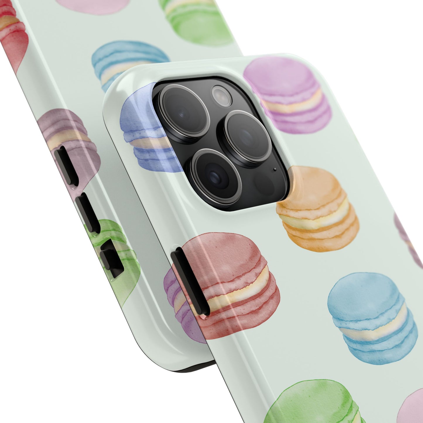 Cute Macaron Phone Case, Tough Phone Cases, Floral Phone Cover, Pastel Phone Case, Gift for Foodies, Spring Accessories