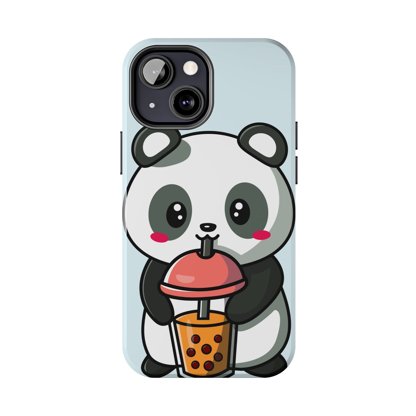 Cute Panda Phone Case with Bubble Tea Design, Tough Phone Cases, Cartoon Character Accessories, Gift for Her, Fun Mobile Cover