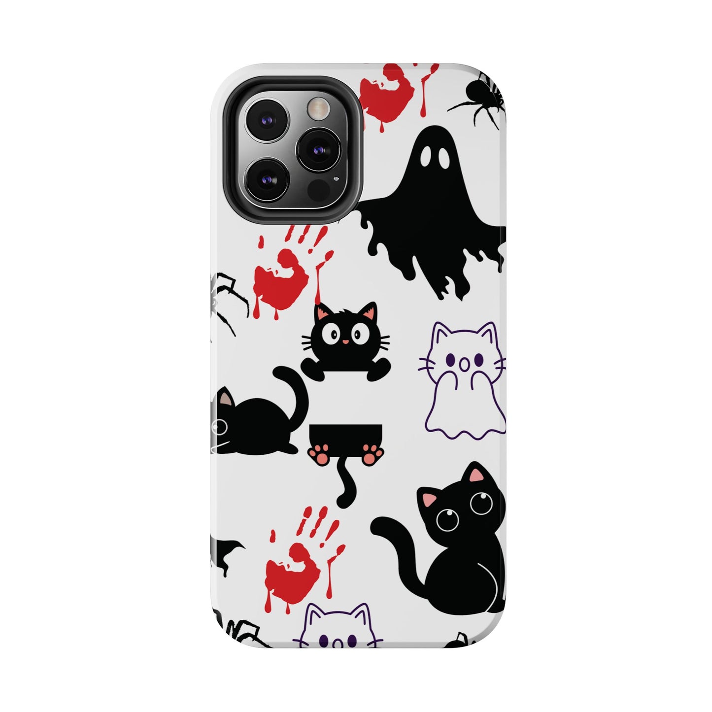 Halloween Phone Cases, Spooky Phone Cover, Cat & Ghost Design, Tough Case for Gifting, Fun and Festive