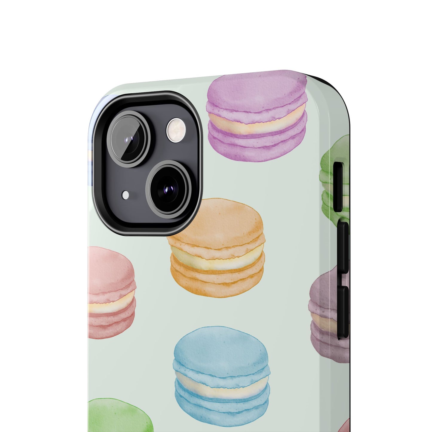 Cute Macaron Phone Case, Tough Phone Cases, Floral Phone Cover, Pastel Phone Case, Gift for Foodies, Spring Accessories