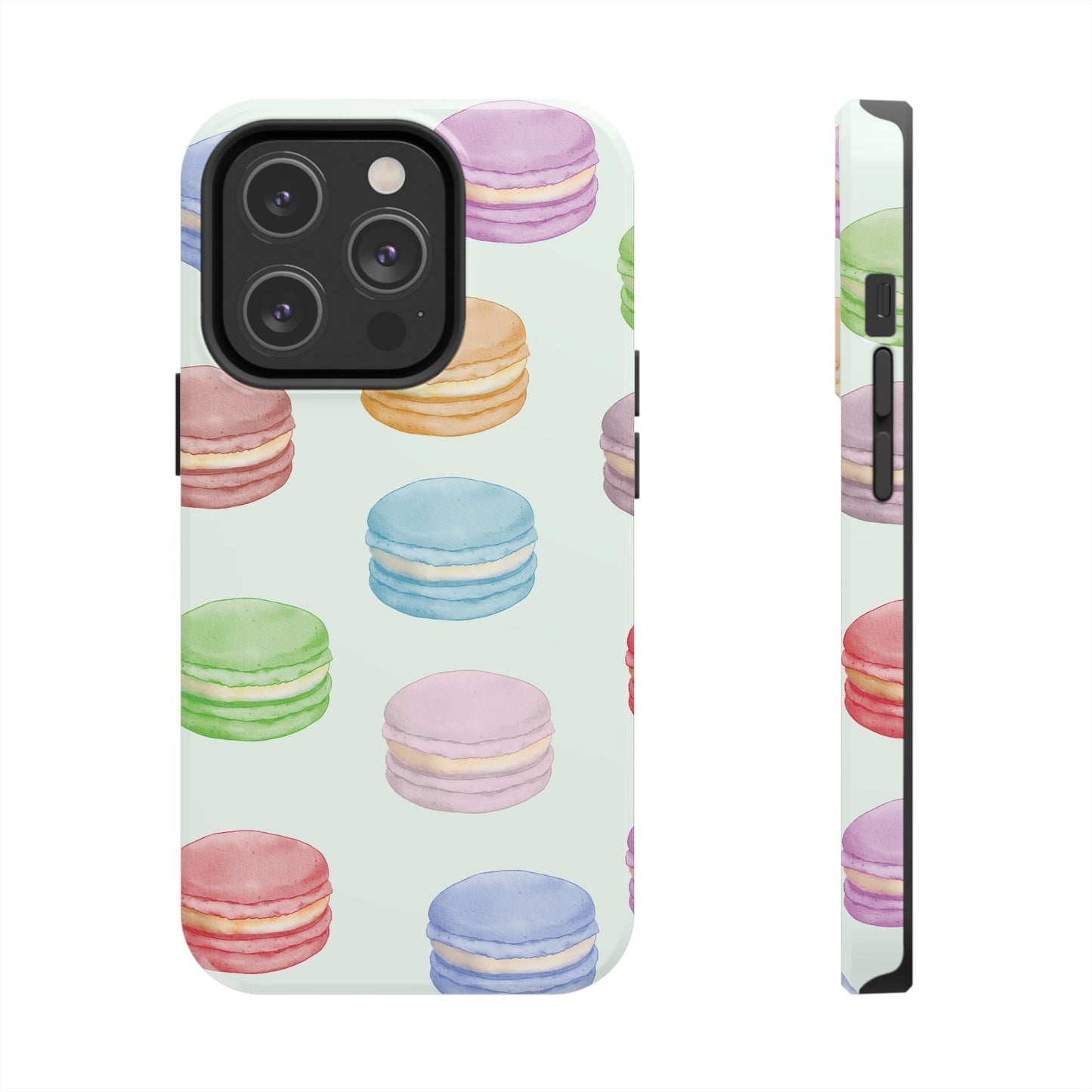 Cute Macaron Phone Case, Tough Phone Cases, Floral Phone Cover, Pastel Phone Case, Gift for Foodies, Spring Accessories