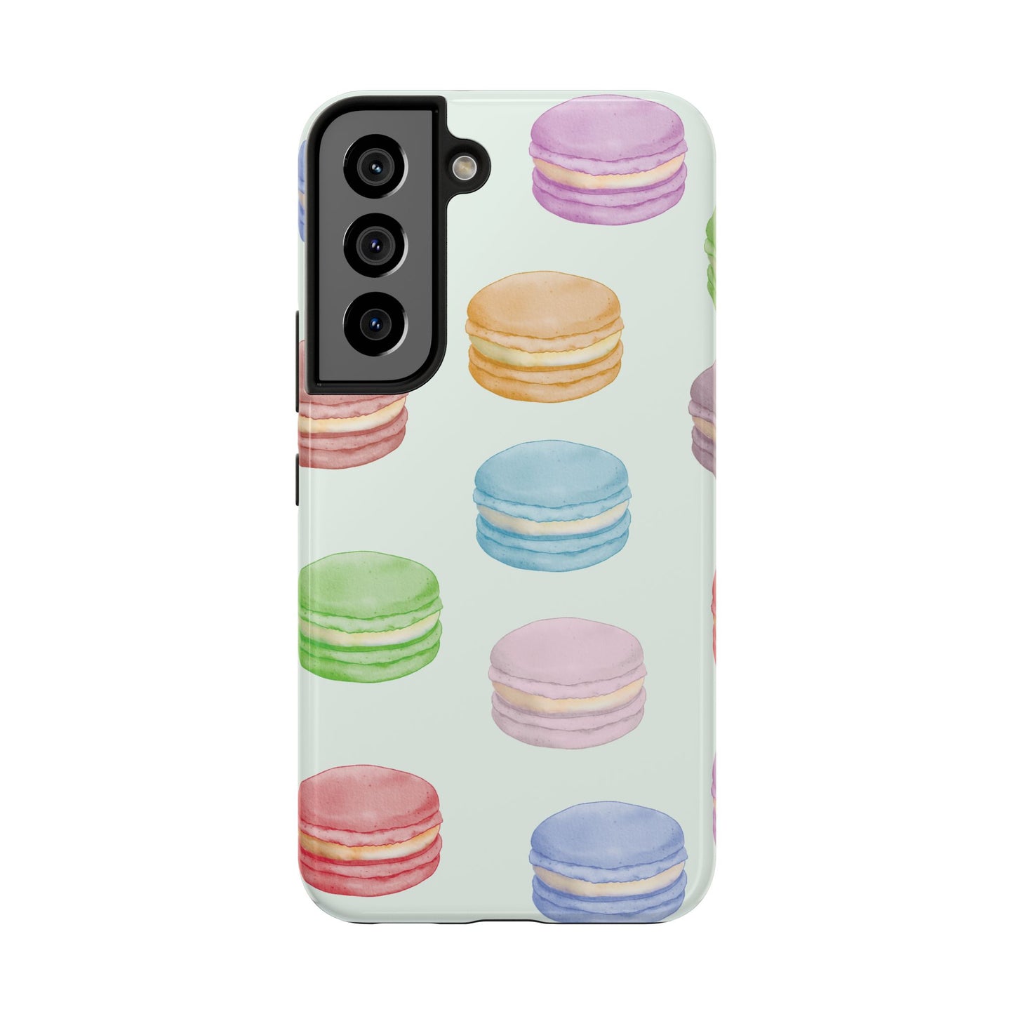 Cute Macaron Phone Case, Tough Phone Cases, Floral Phone Cover, Pastel Phone Case, Gift for Foodies, Spring Accessories