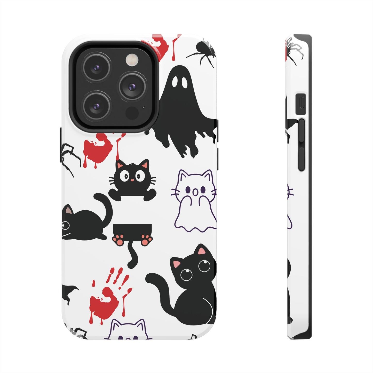 Halloween Phone Cases, Spooky Phone Cover, Cat & Ghost Design, Tough Case for Gifting, Fun and Festive