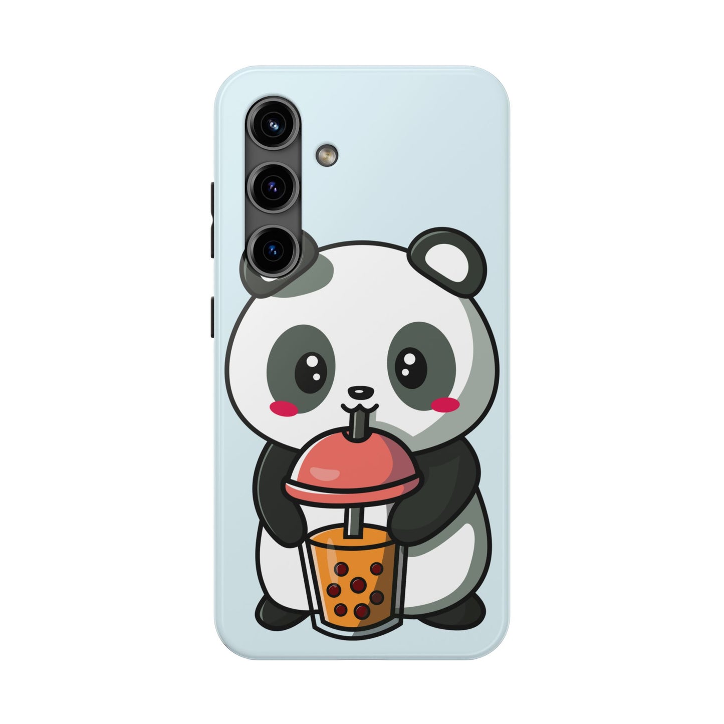 Cute Panda Phone Case with Bubble Tea Design, Tough Phone Cases, Cartoon Character Accessories, Gift for Her, Fun Mobile Cover