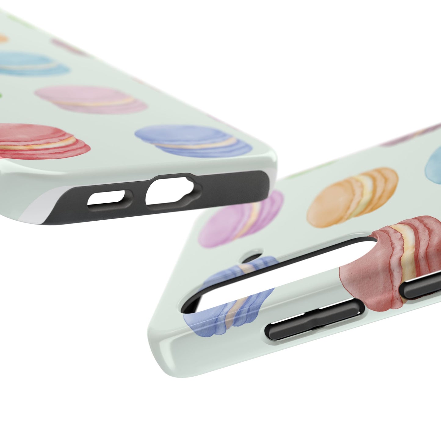 Cute Macaron Phone Case, Tough Phone Cases, Floral Phone Cover, Pastel Phone Case, Gift for Foodies, Spring Accessories