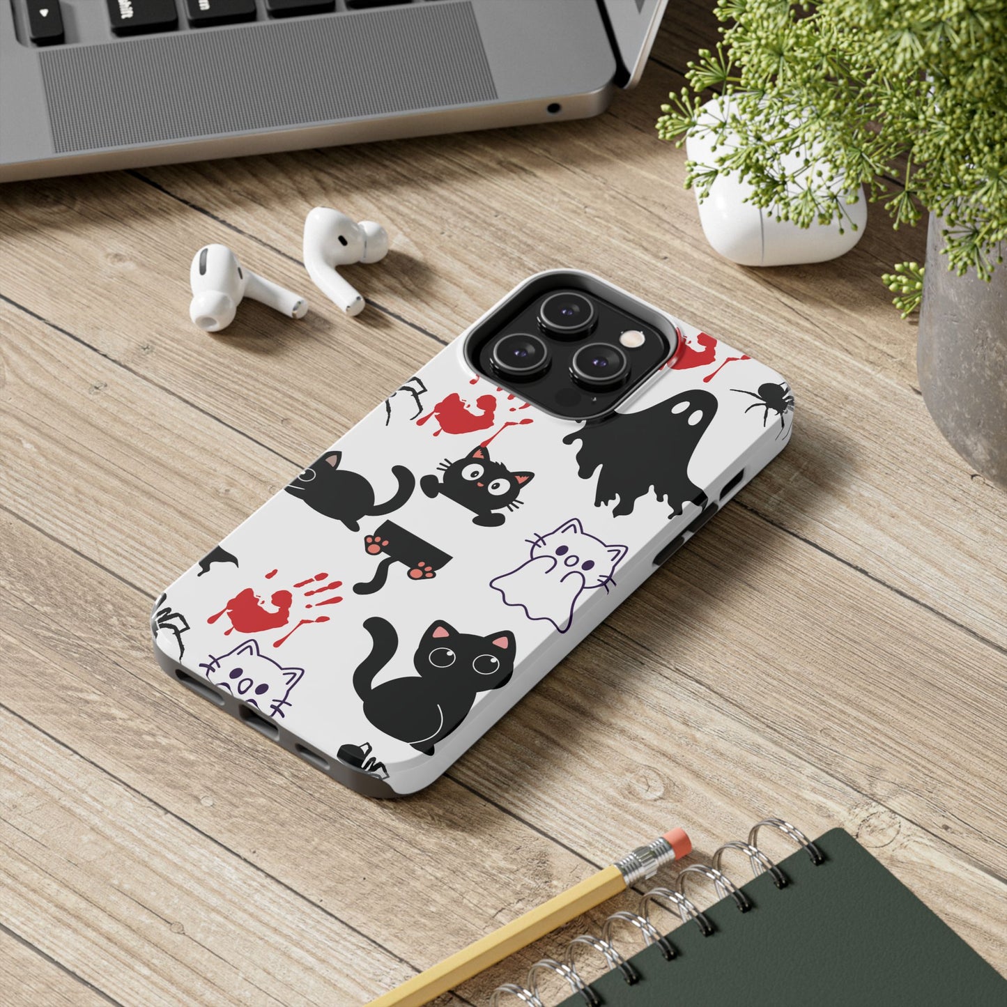 Halloween Phone Cases, Spooky Phone Cover, Cat & Ghost Design, Tough Case for Gifting, Fun and Festive