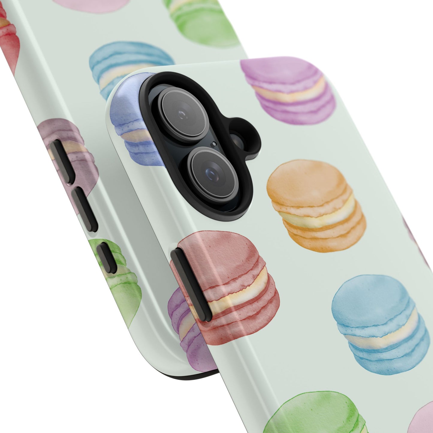 Cute Macaron Phone Case, Tough Phone Cases, Floral Phone Cover, Pastel Phone Case, Gift for Foodies, Spring Accessories