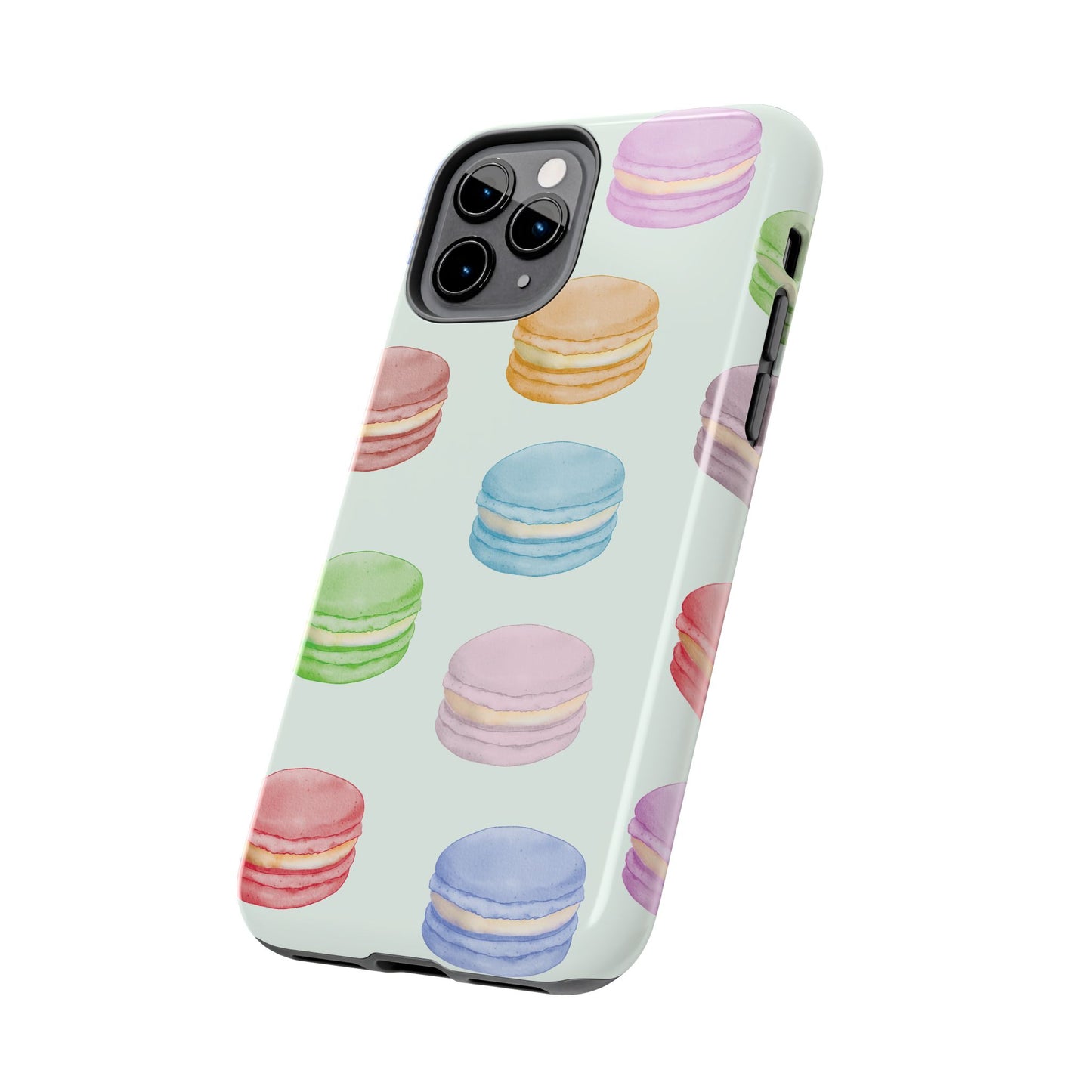 Cute Macaron Phone Case, Tough Phone Cases, Floral Phone Cover, Pastel Phone Case, Gift for Foodies, Spring Accessories