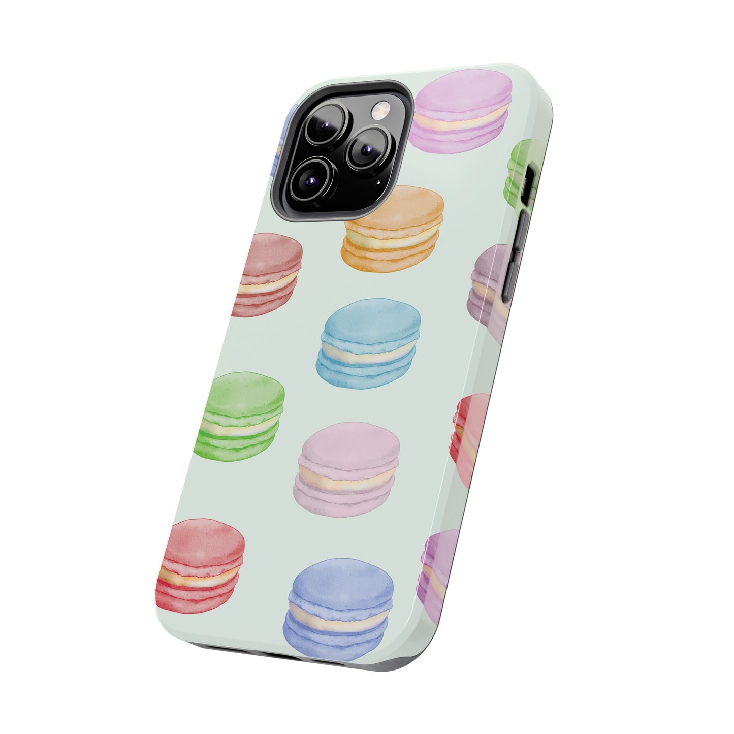 Cute Macaron Phone Case, Tough Phone Cases, Floral Phone Cover, Pastel Phone Case, Gift for Foodies, Spring Accessories