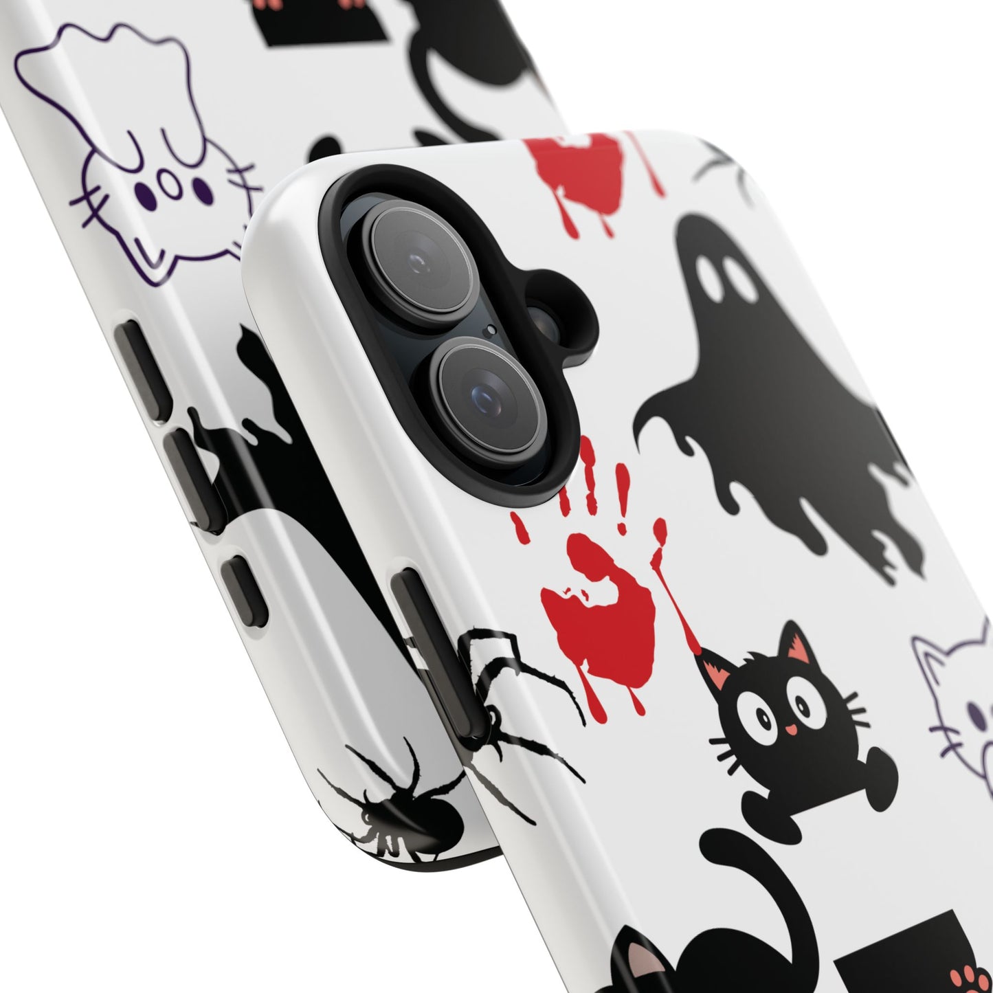 Halloween Phone Cases, Spooky Phone Cover, Cat & Ghost Design, Tough Case for Gifting, Fun and Festive