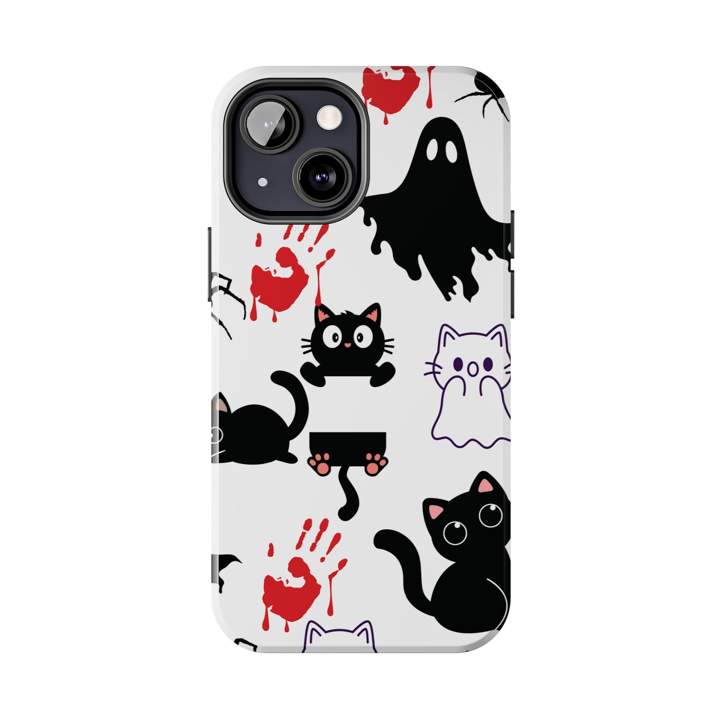 Halloween Phone Cases, Spooky Phone Cover, Cat & Ghost Design, Tough Case for Gifting, Fun and Festive