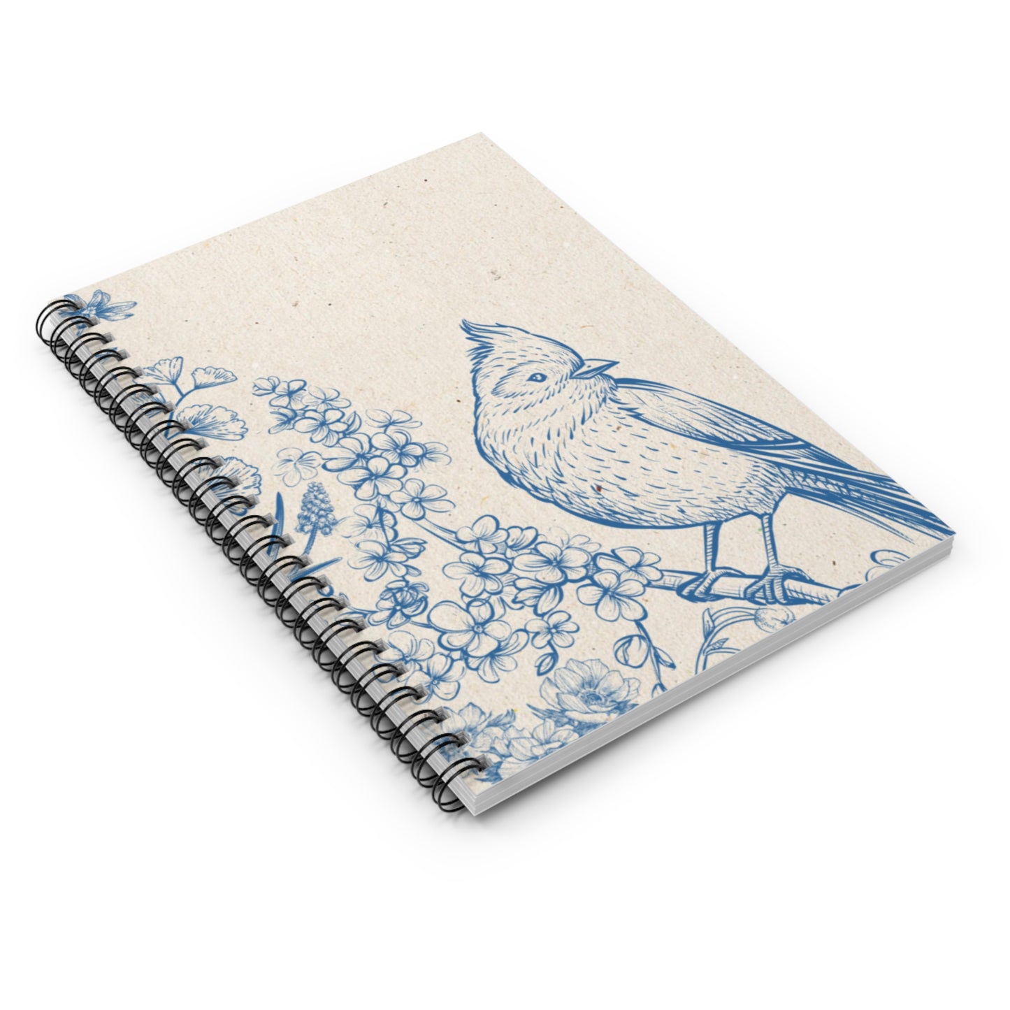 Elegant Floral Bird Spiral Notebook - Ruled Line, Journal, Stationery Gift, School Supplies, Nature Lover's Notebook, Nature Inspired