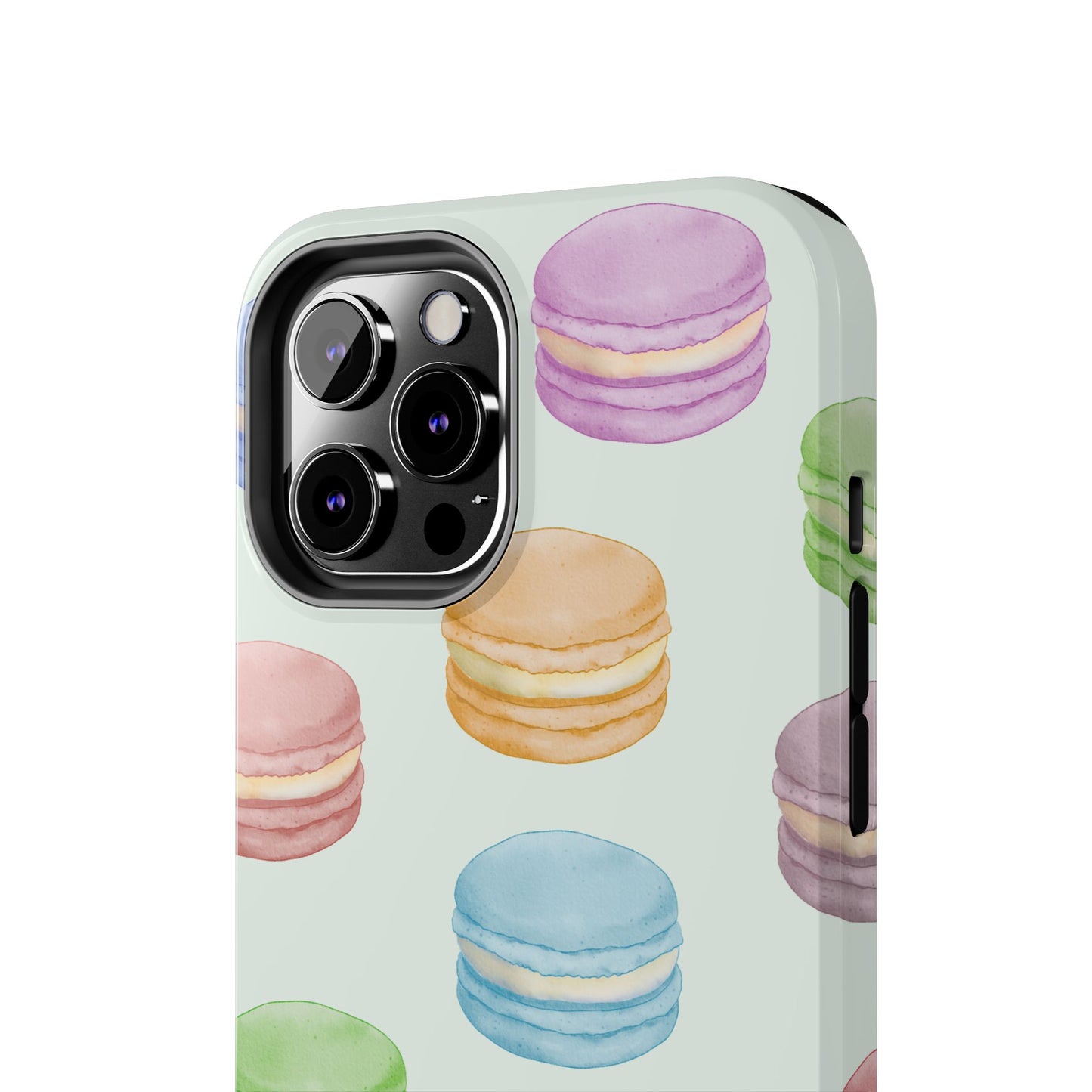 Cute Macaron Phone Case, Tough Phone Cases, Floral Phone Cover, Pastel Phone Case, Gift for Foodies, Spring Accessories