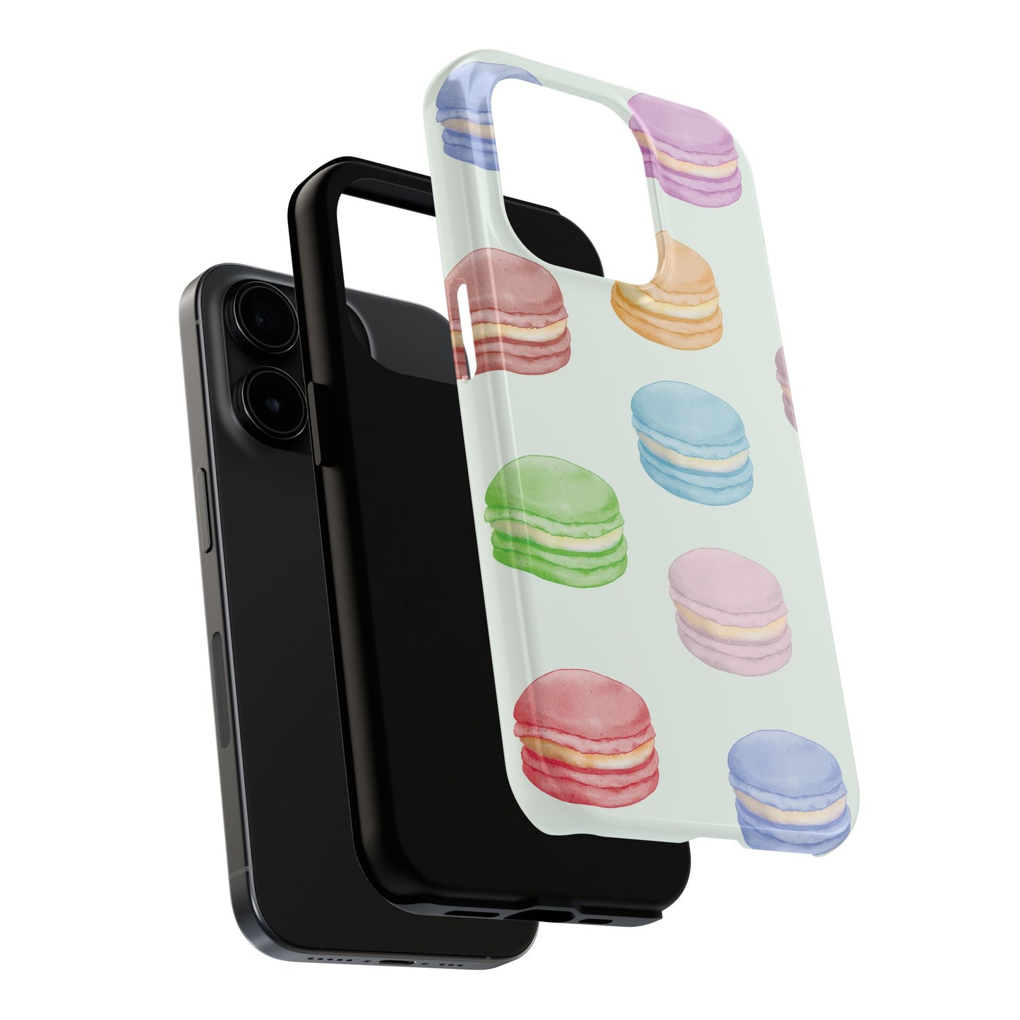 Cute Macaron Phone Case, Tough Phone Cases, Floral Phone Cover, Pastel Phone Case, Gift for Foodies, Spring Accessories