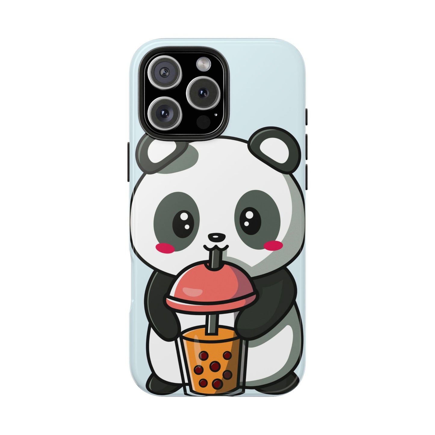 Cute Panda Phone Case with Bubble Tea Design, Tough Phone Cases, Cartoon Character Accessories, Gift for Her, Fun Mobile Cover