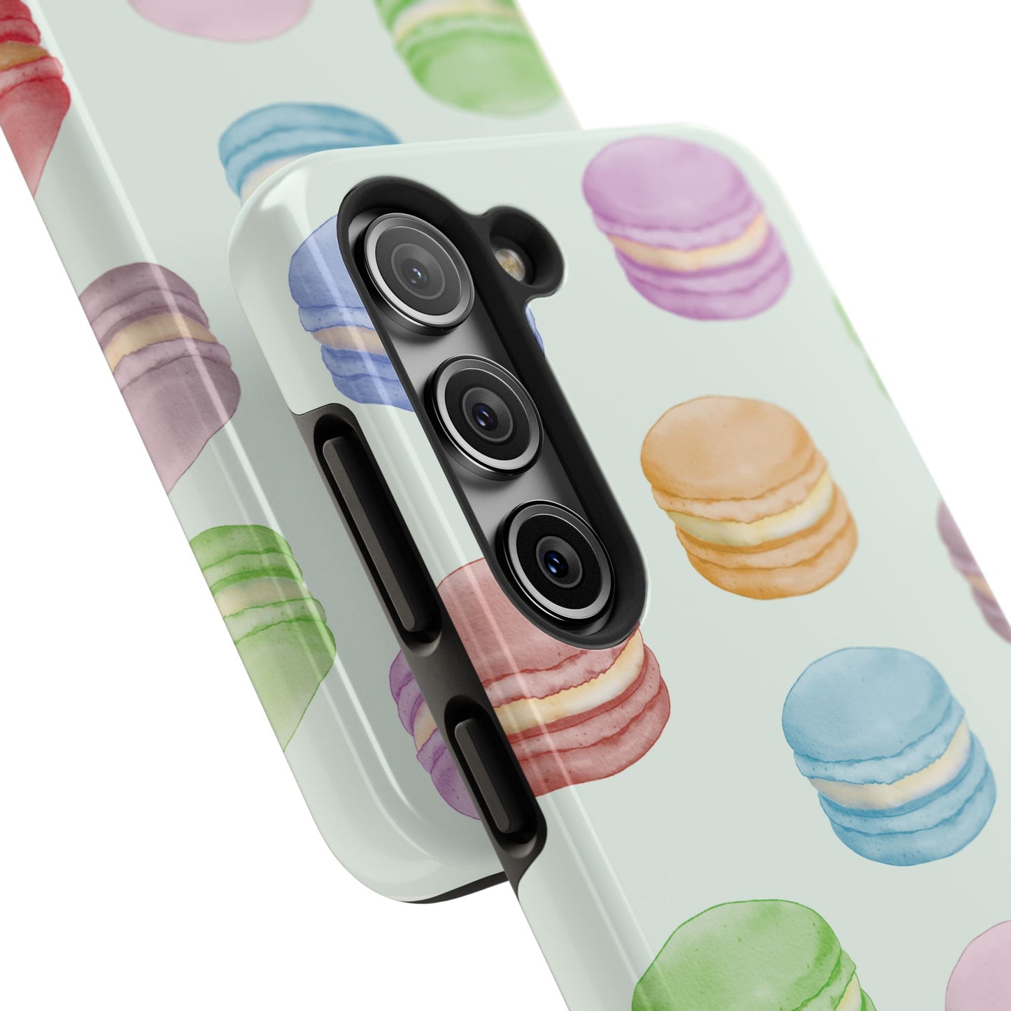 Cute Macaron Phone Case, Tough Phone Cases, Floral Phone Cover, Pastel Phone Case, Gift for Foodies, Spring Accessories