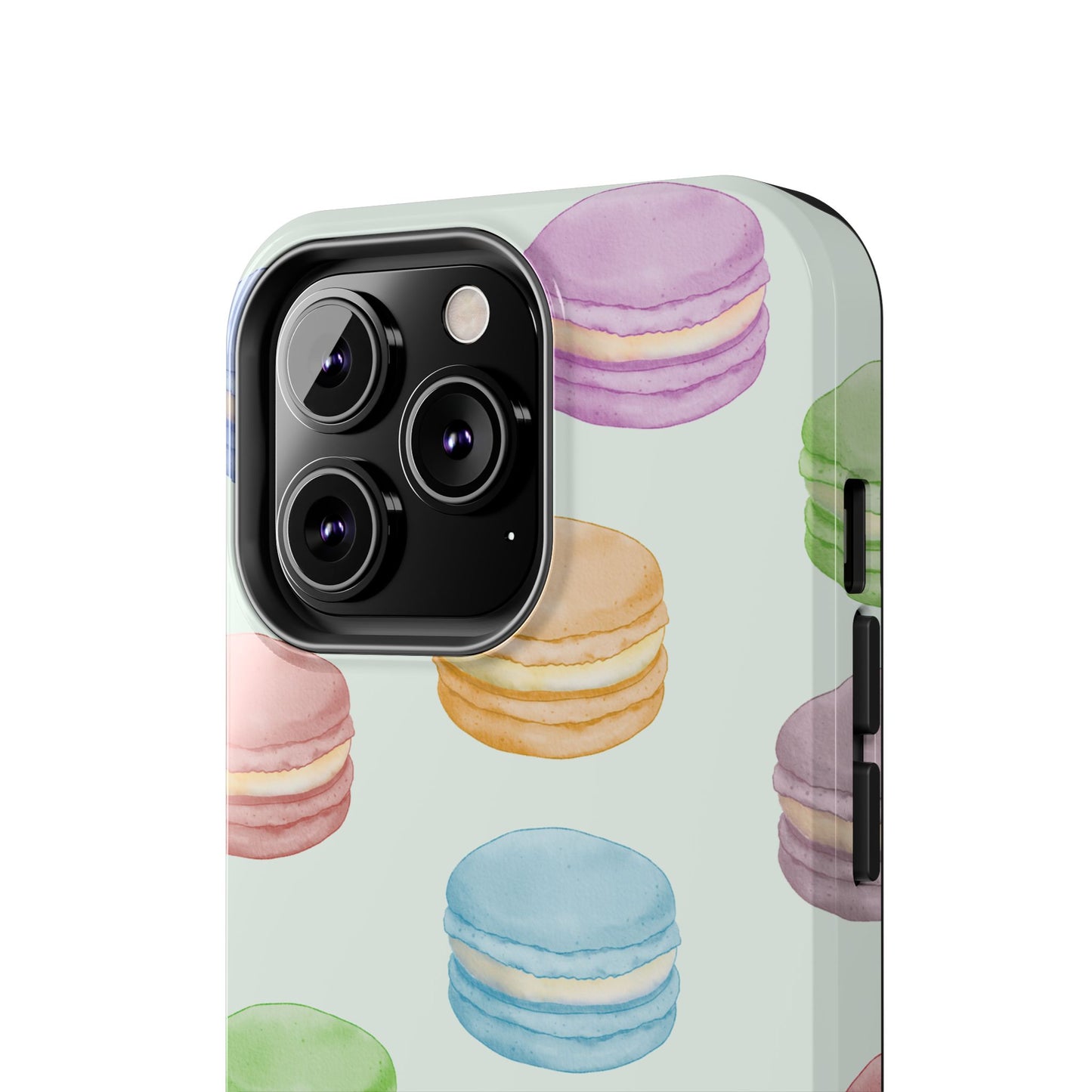 Cute Macaron Phone Case, Tough Phone Cases, Floral Phone Cover, Pastel Phone Case, Gift for Foodies, Spring Accessories