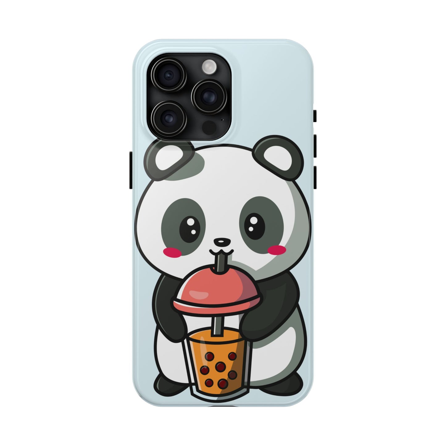 Cute Panda Phone Case with Bubble Tea Design, Tough Phone Cases, Cartoon Character Accessories, Gift for Her, Fun Mobile Cover