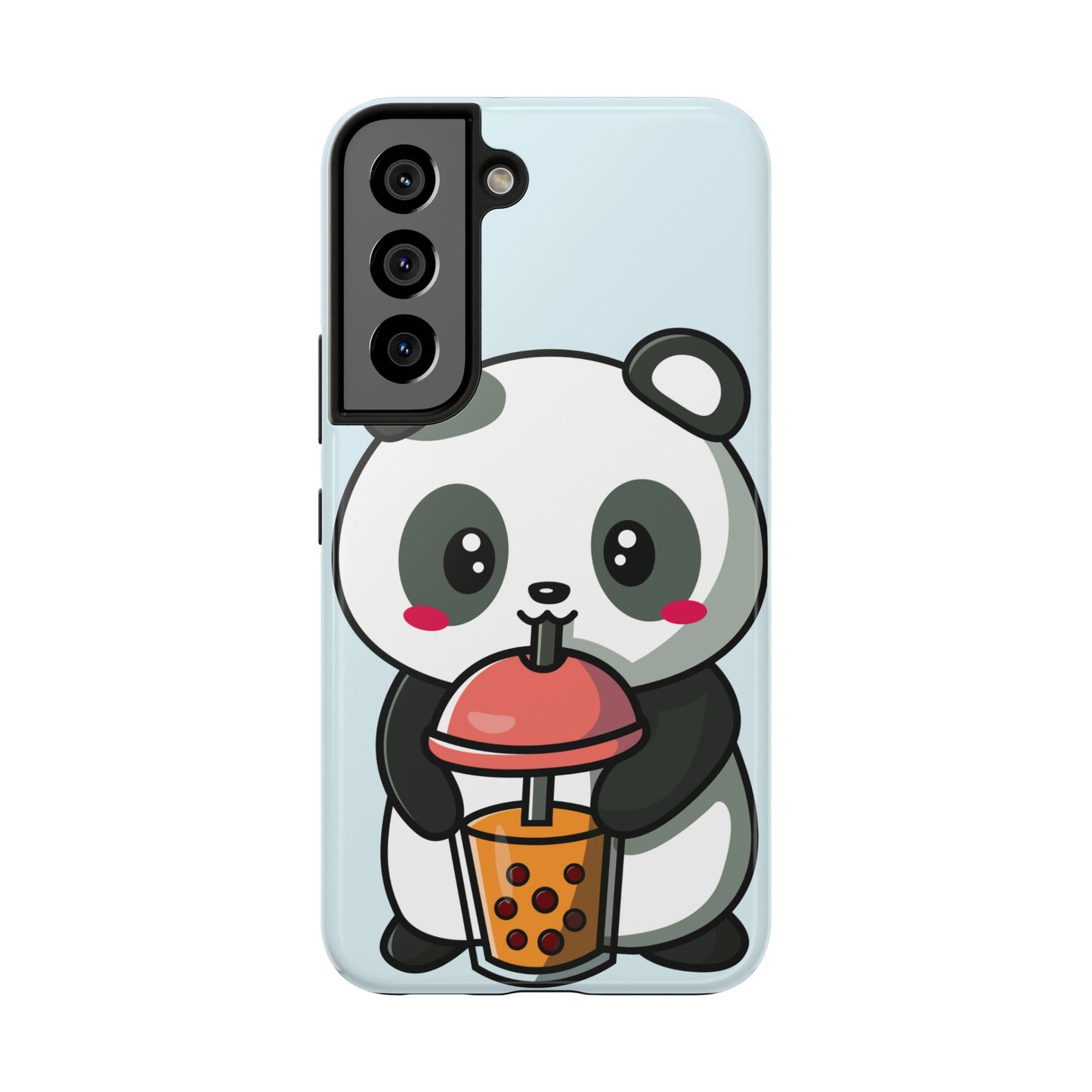 Cute Panda Phone Case with Bubble Tea Design, Tough Phone Cases, Cartoon Character Accessories, Gift for Her, Fun Mobile Cover