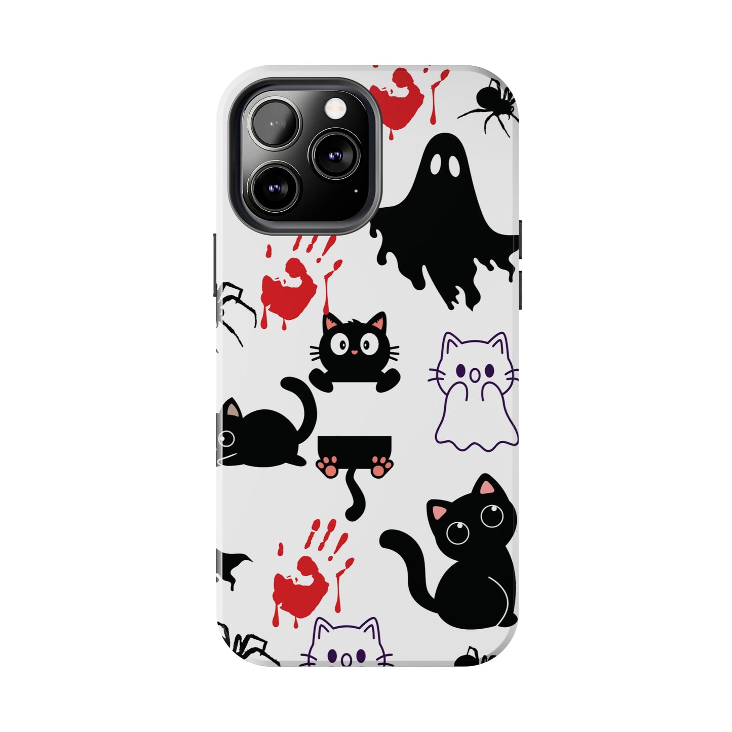 Halloween Phone Cases, Spooky Phone Cover, Cat & Ghost Design, Tough Case for Gifting, Fun and Festive