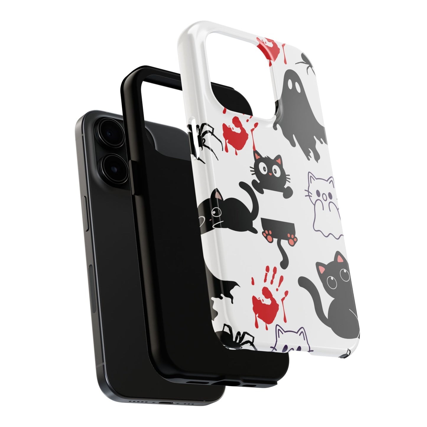 Halloween Phone Cases, Spooky Phone Cover, Cat & Ghost Design, Tough Case for Gifting, Fun and Festive