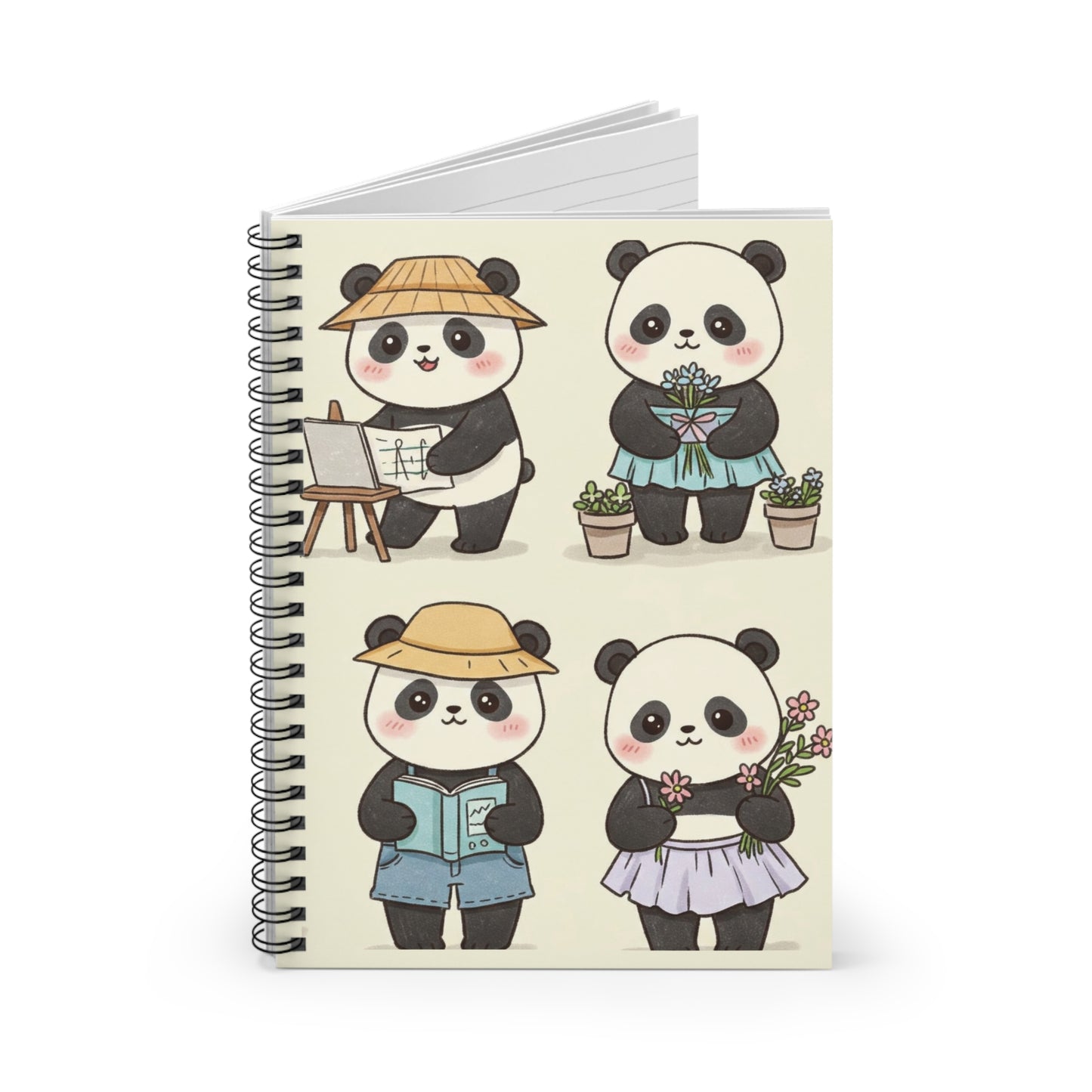 Cute Panda Spiral Notebook - Perfect for Students, Journal Lovers, Gifts, Nature Lovers, Cute Animal Stationery