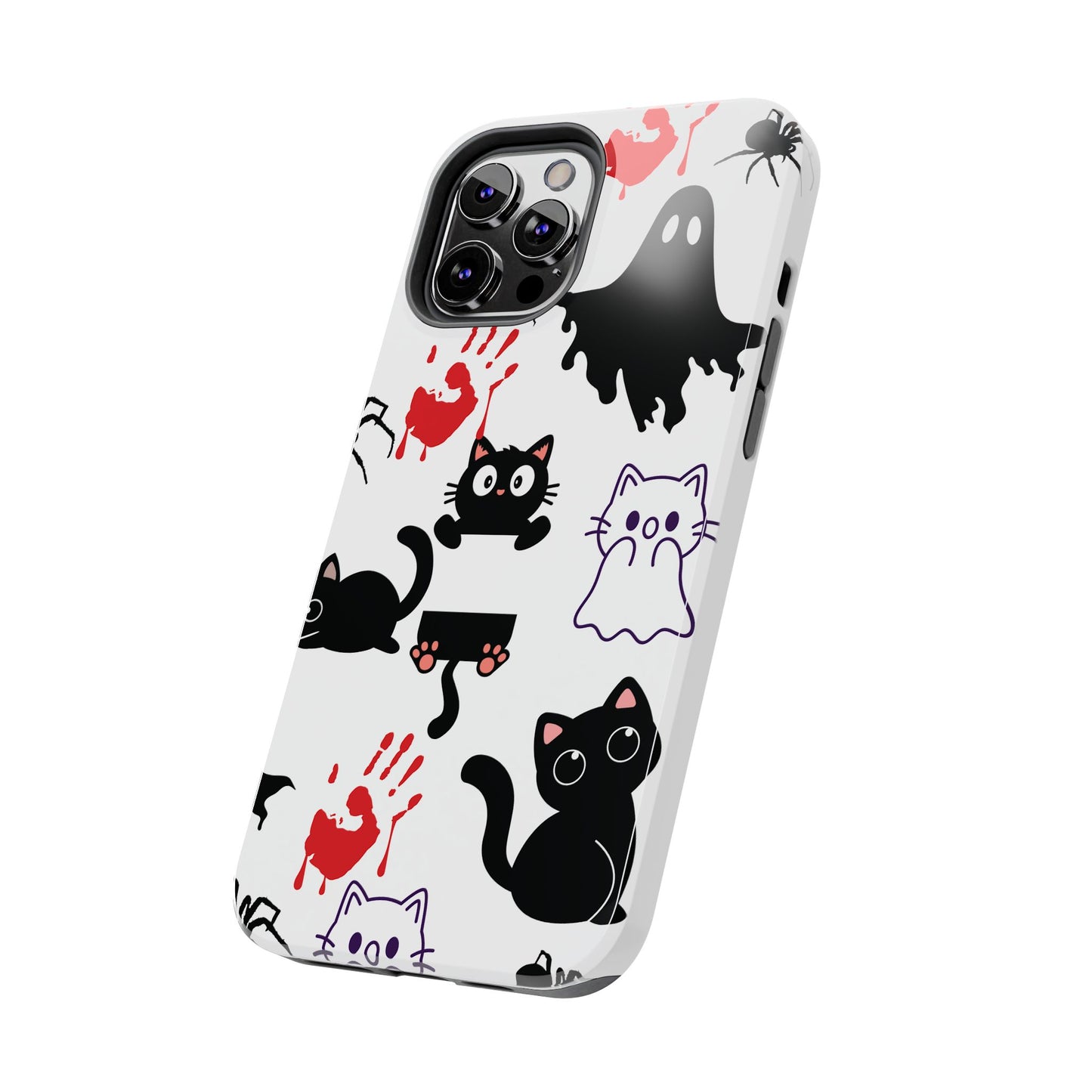 Halloween Phone Cases, Spooky Phone Cover, Cat & Ghost Design, Tough Case for Gifting, Fun and Festive
