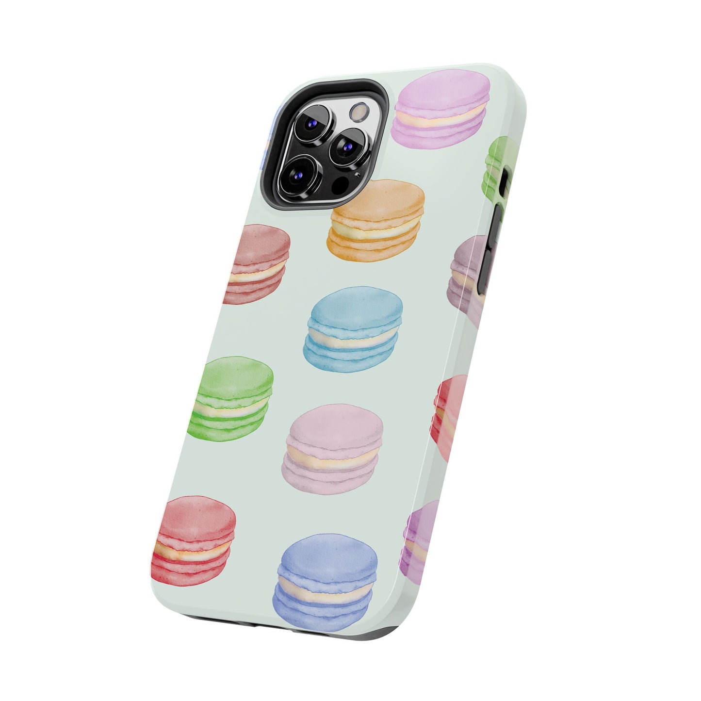 Cute Macaron Phone Case, Tough Phone Cases, Floral Phone Cover, Pastel Phone Case, Gift for Foodies, Spring Accessories