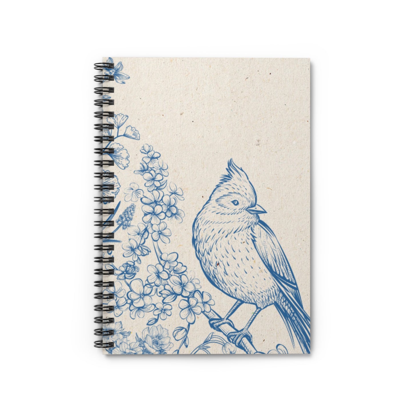 Elegant Floral Bird Spiral Notebook - Ruled Line, Journal, Stationery Gift, School Supplies, Nature Lover's Notebook, Nature Inspired