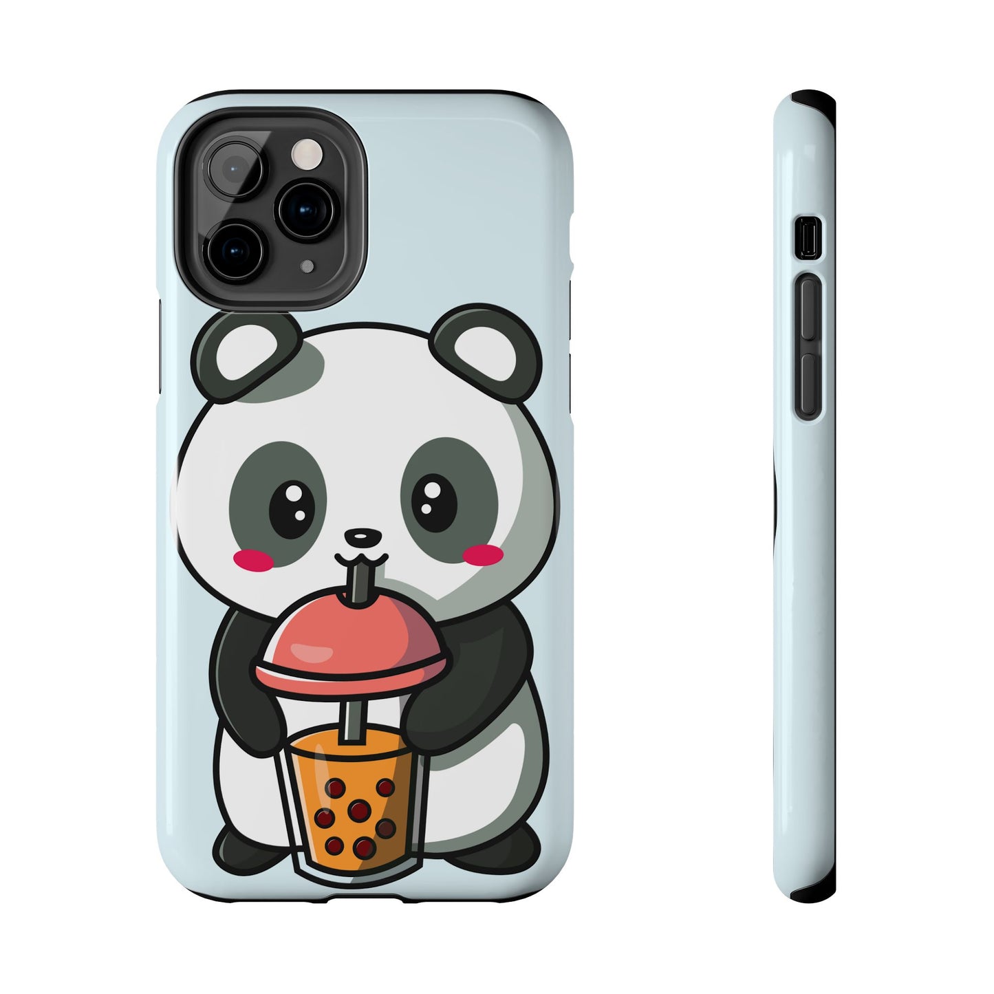 Cute Panda Phone Case with Bubble Tea Design, Tough Phone Cases, Cartoon Character Accessories, Gift for Her, Fun Mobile Cover