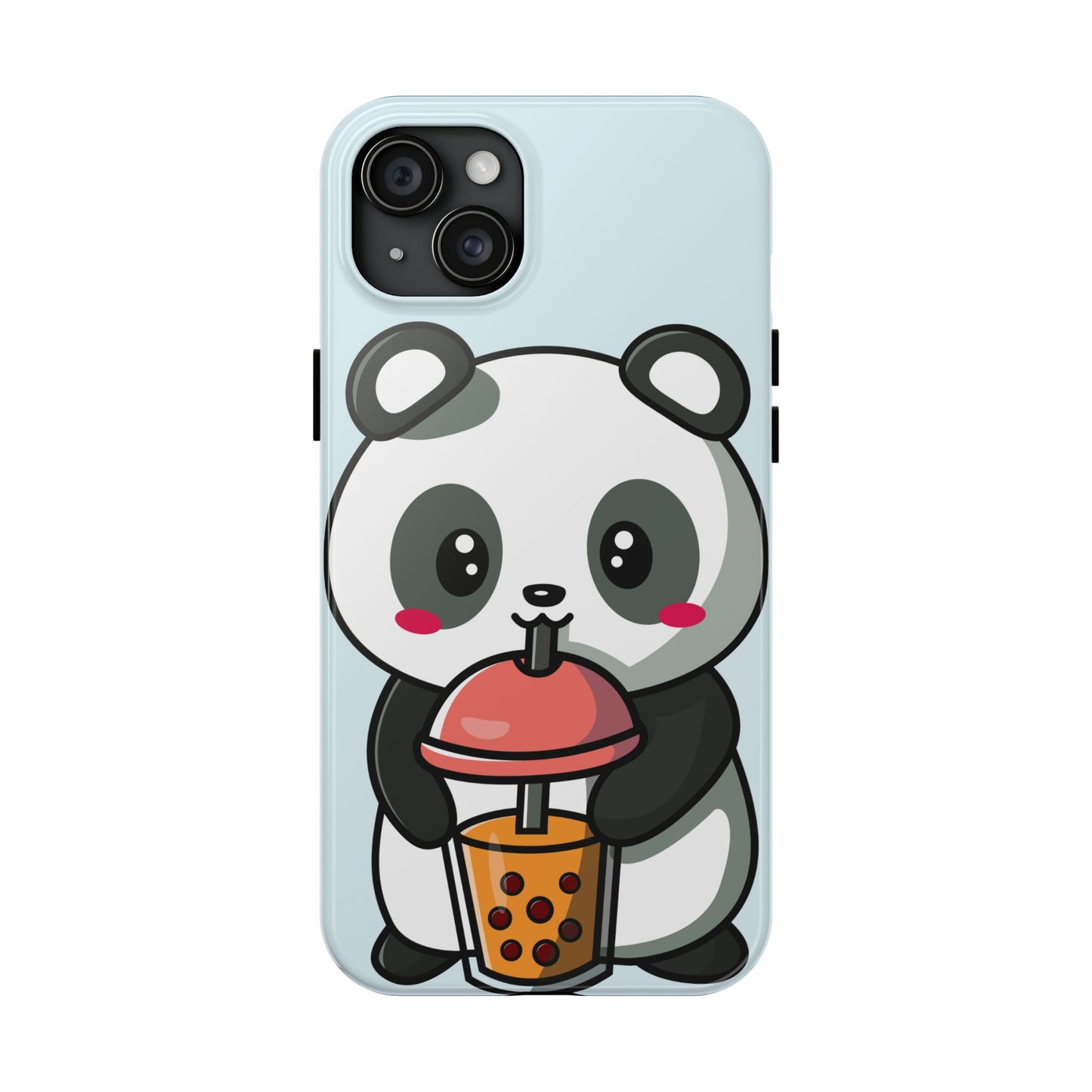 Cute Panda Phone Case with Bubble Tea Design, Tough Phone Cases, Cartoon Character Accessories, Gift for Her, Fun Mobile Cover