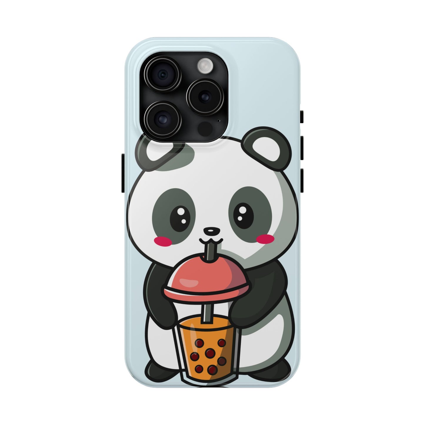 Cute Panda Phone Case with Bubble Tea Design, Tough Phone Cases, Cartoon Character Accessories, Gift for Her, Fun Mobile Cover