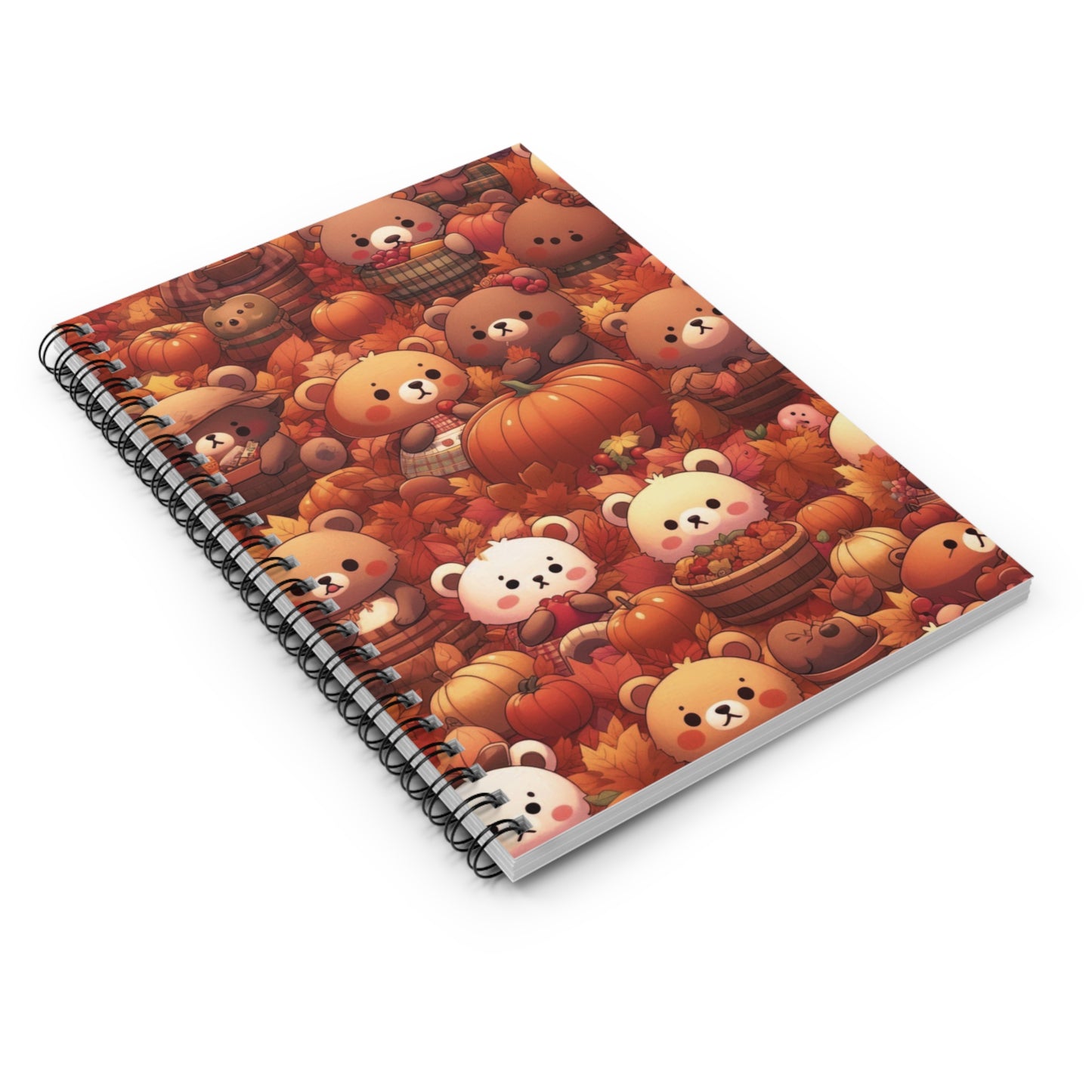 Charming Fall Bears Spiral Notebook | Cute Autumn Journal, Gift for Students, Back to School Supplies, Fall Decor, Pumpkin Lover's Diary