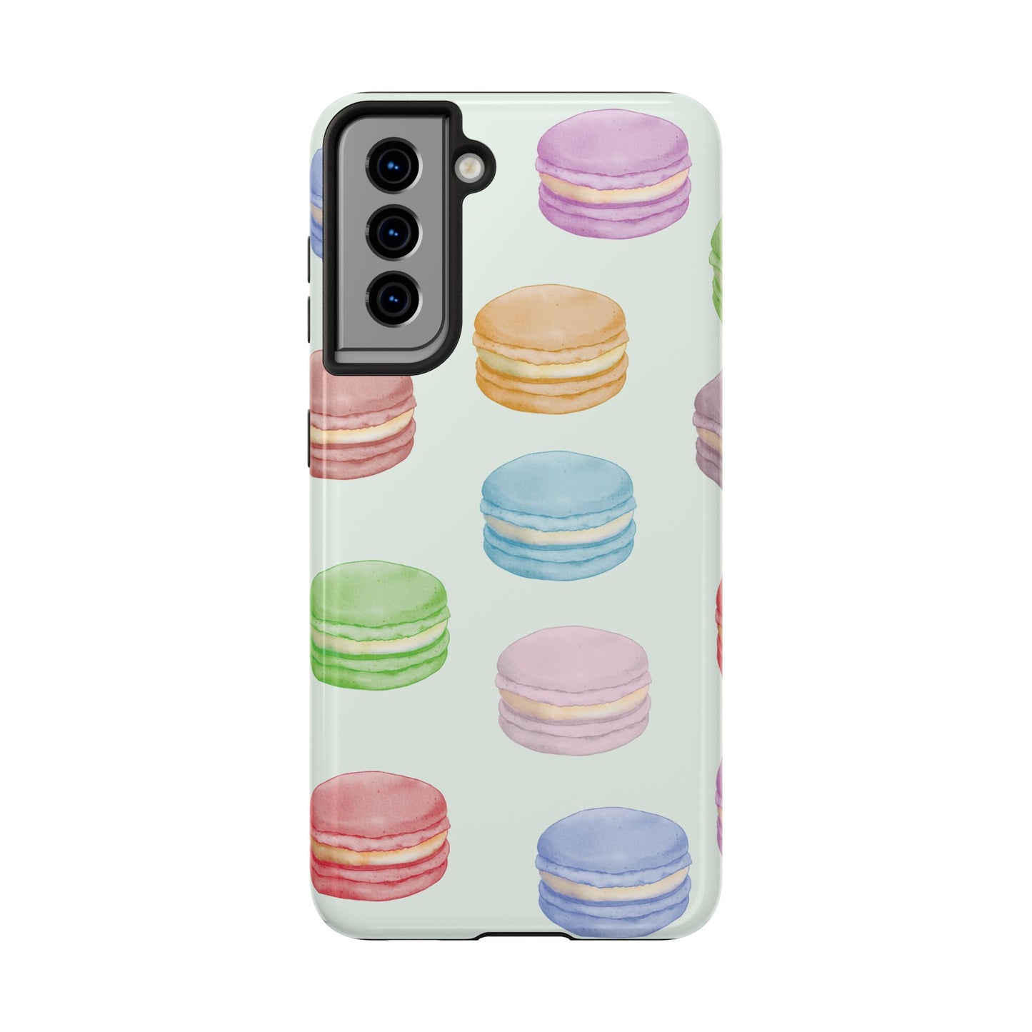 Cute Macaron Phone Case, Tough Phone Cases, Floral Phone Cover, Pastel Phone Case, Gift for Foodies, Spring Accessories