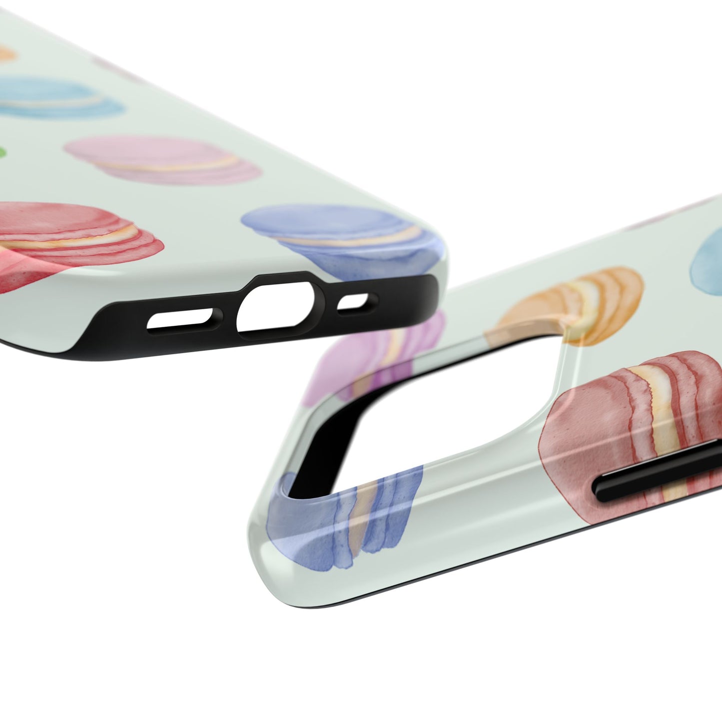 Cute Macaron Phone Case, Tough Phone Cases, Floral Phone Cover, Pastel Phone Case, Gift for Foodies, Spring Accessories