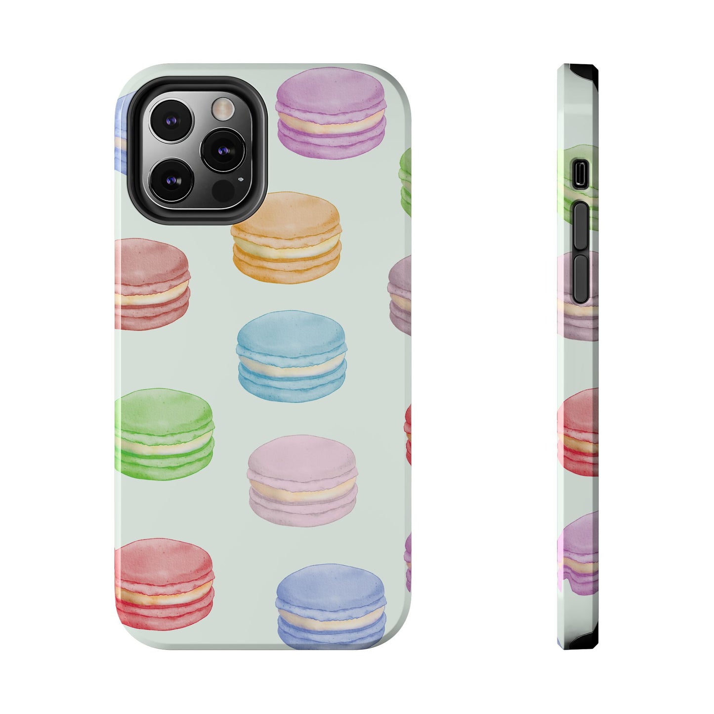 Cute Macaron Phone Case, Tough Phone Cases, Floral Phone Cover, Pastel Phone Case, Gift for Foodies, Spring Accessories