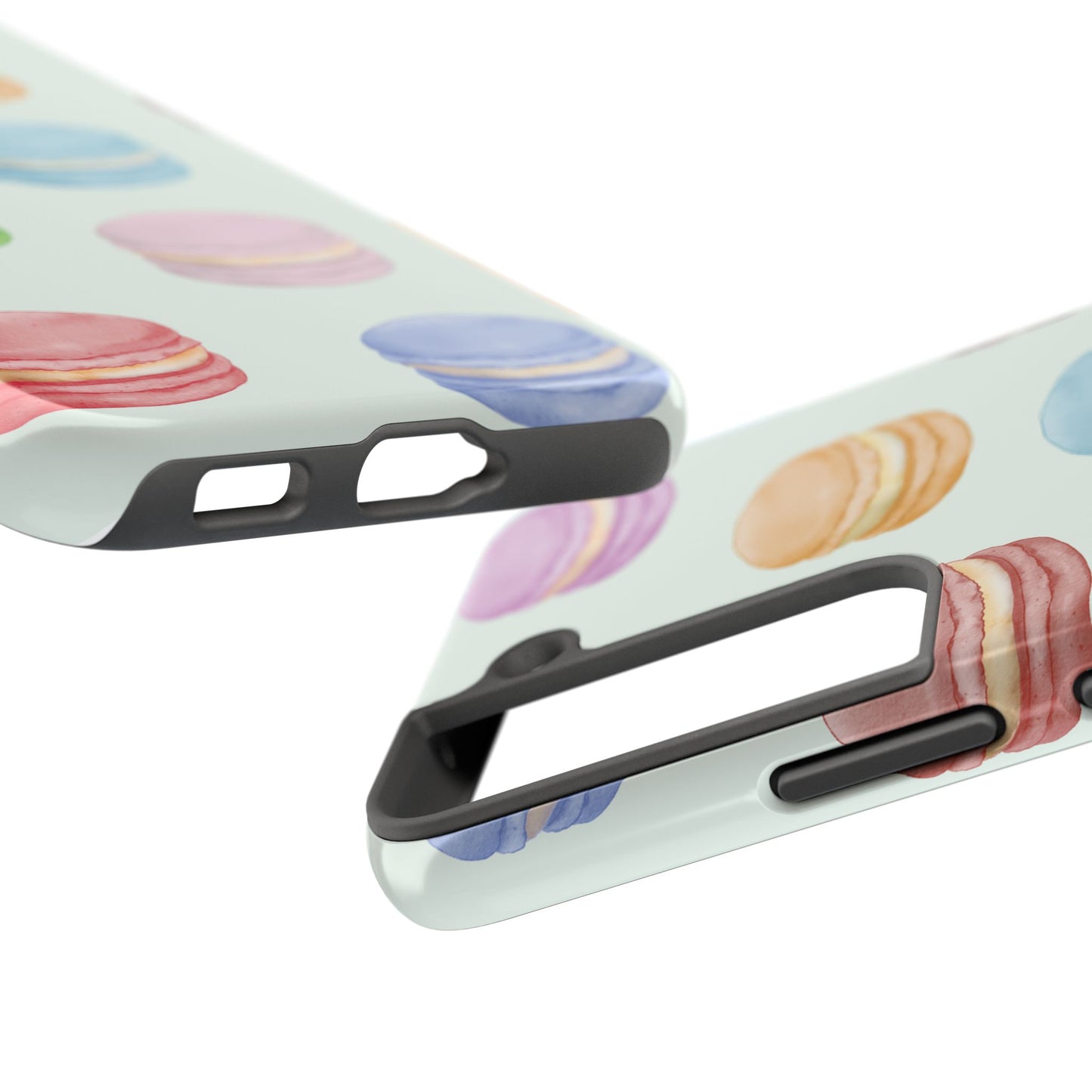 Cute Macaron Phone Case, Tough Phone Cases, Floral Phone Cover, Pastel Phone Case, Gift for Foodies, Spring Accessories
